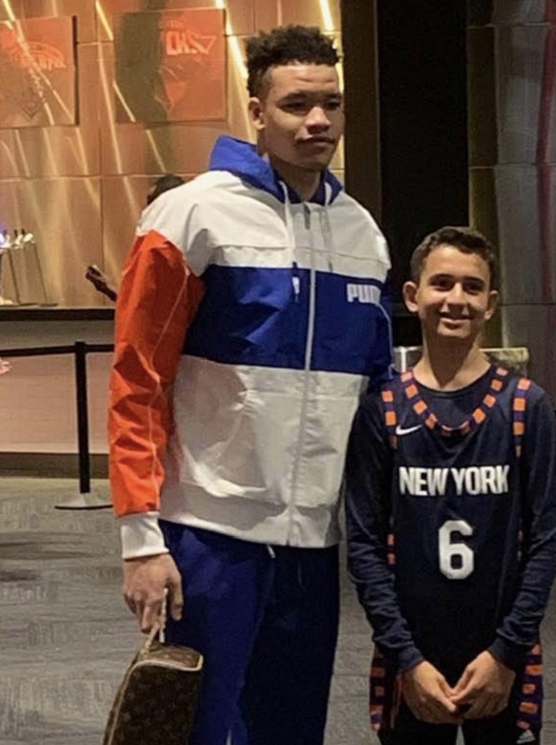 Kevin Knox poses with Jordan, the Crying Knicks Fan, who initially hated when New York drafted Knox. (Courtesy of Kevin Knox) Kevin Knox poses with Jordan, the Crying Knicks Fan, who initially hated when New York drafted Knox. (Courtesy of Kevin Knox)
