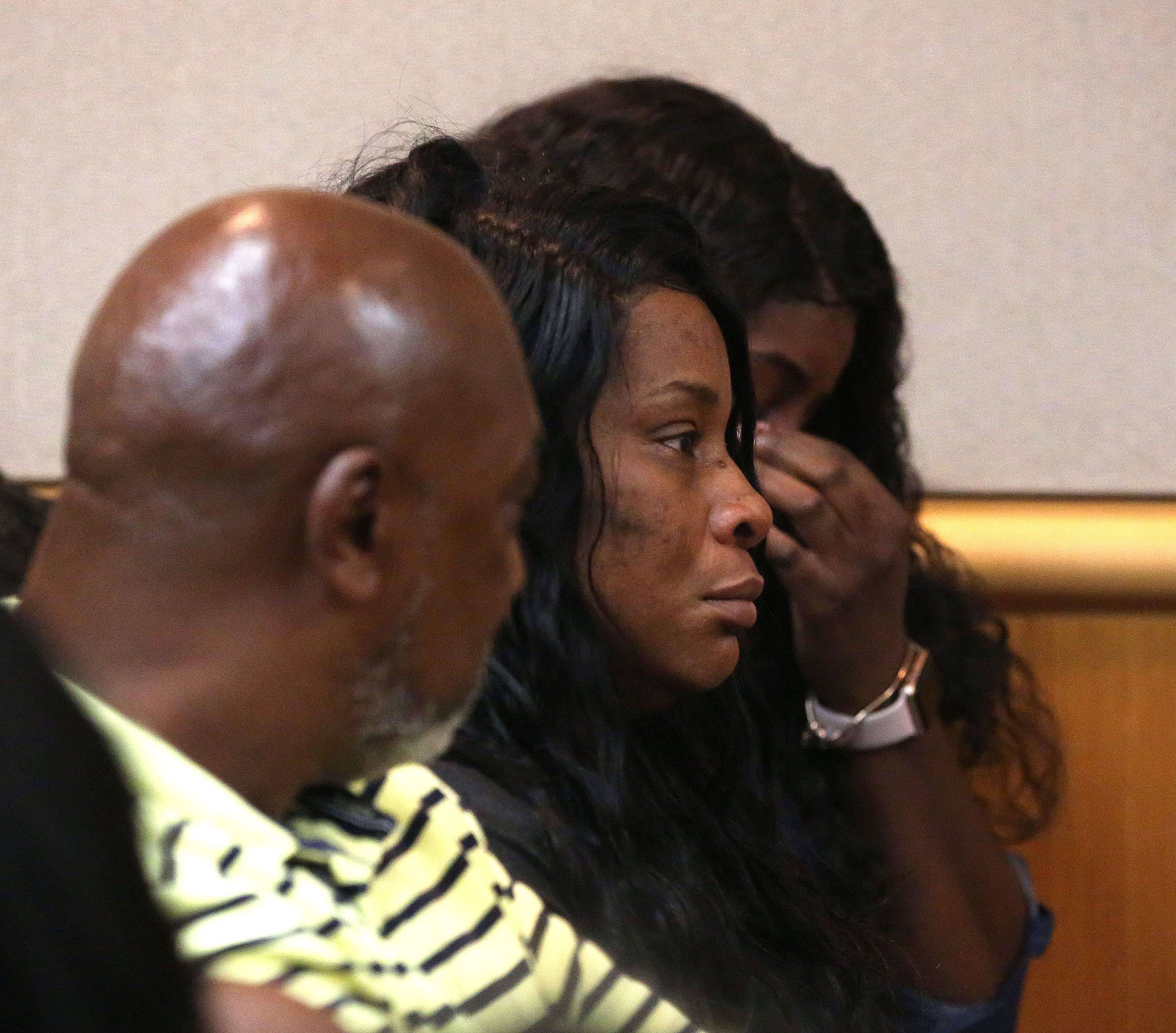 Monica Moore-Robinson, center, mother of the late Markeis McGlockton, listens as the man who shot and killed her son in 2018 was found guilty of manslaughter Friday night. SCOTT KEELER | Times Monica Moore-Robinson, center, mother of the late Markeis McGlockton, listens as the man who shot and killed her son in 2018 was found guilty of manslaughter Friday night. SCOTT KEELER | Times