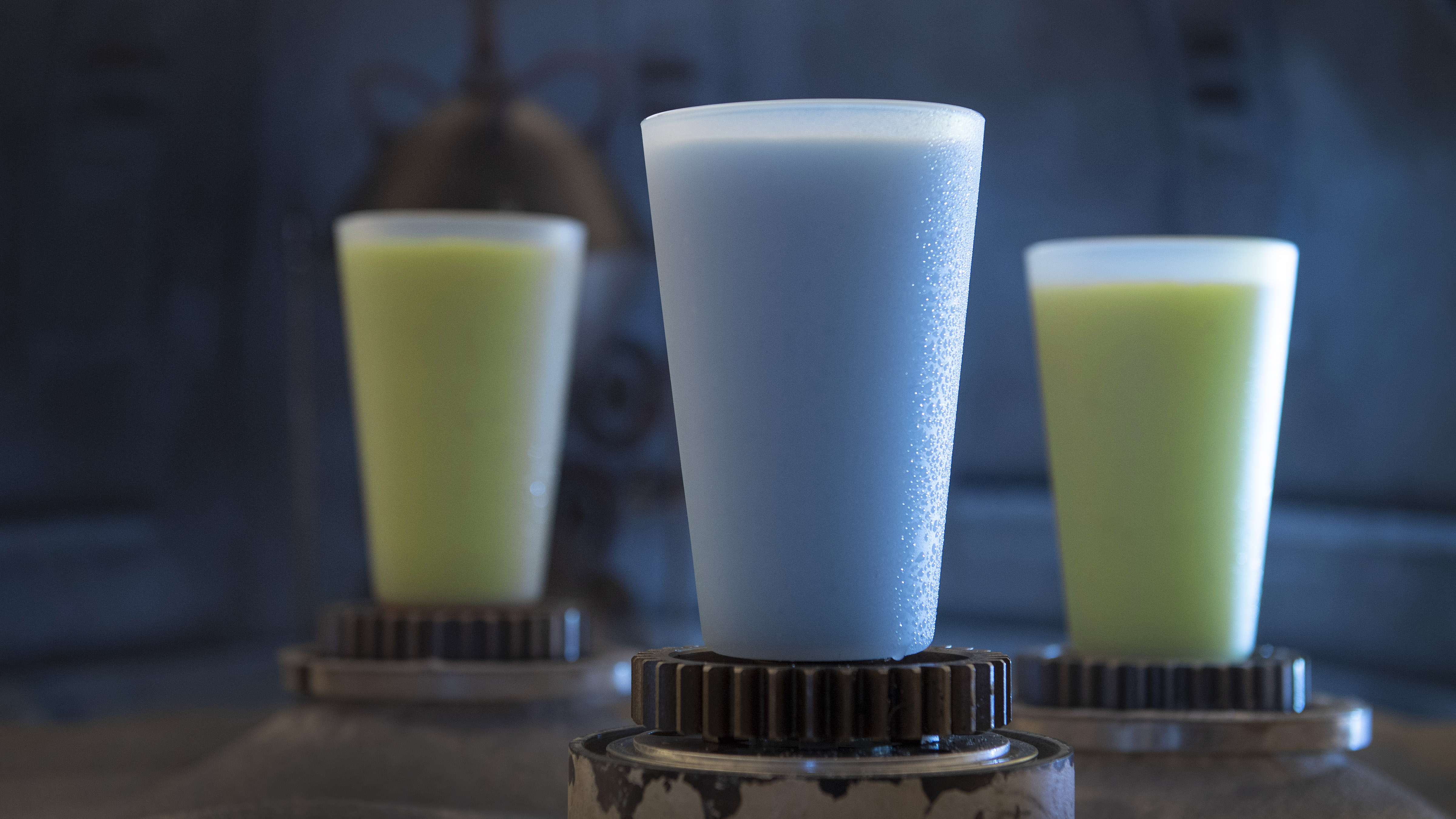 Blue Milk and Green Milk (slightly sweet smoothies) are found in the Black Spire Outpost market inside Star Wars: Galaxy's Edge at Disney's Hollywood Studios, which opens Aug. 29. Walt Disney World Blue Milk and Green Milk (slightly sweet smoothies) are found in the Black Spire Outpost market inside Star Wars: Galaxy's Edge at Disney's Hollywood Studios, which opens Aug. 29. Walt Disney World