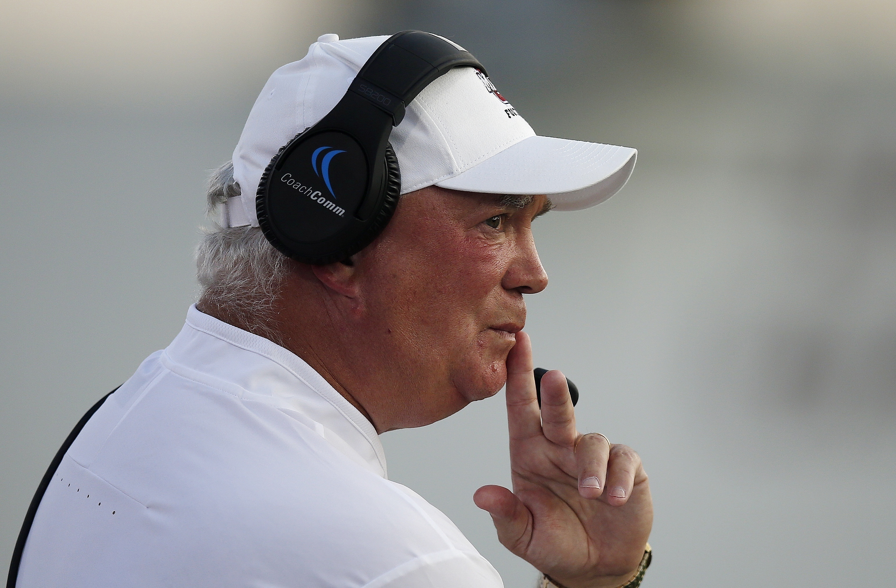 In this Aug. 25, 2018, file photo, Massachusetts coach Mark Whipple watches from the sideline during the first half of the team's NCAA college football game against Duquesne in Amherst, Mass. Michael Dwyer | AP In this Aug. 25, 2018, file photo, Massachusetts coach Mark Whipple watches from the sideline during the first half of the team's NCAA college football game against Duquesne in Amherst, Mass. Michael Dwyer | AP