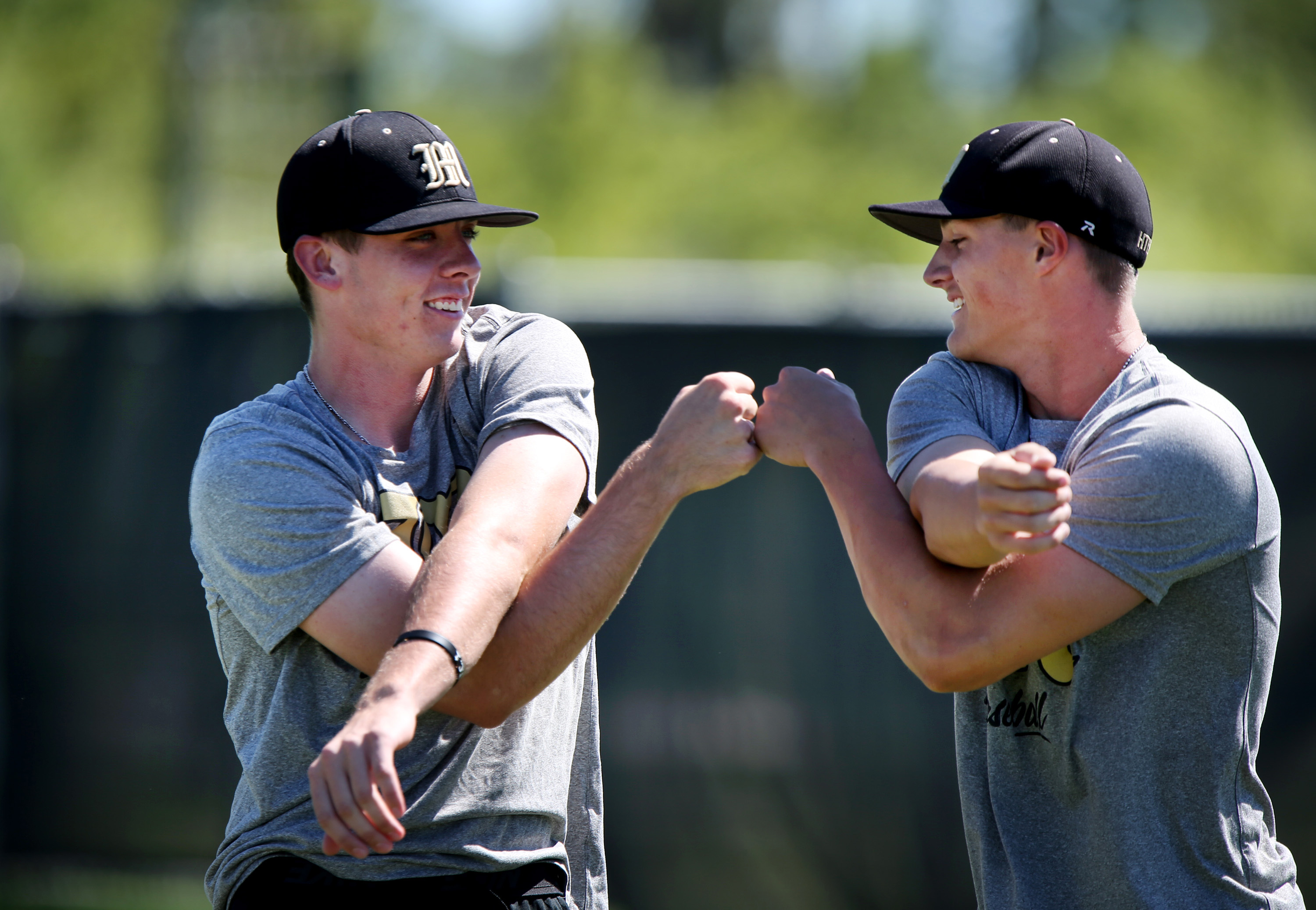Mitchell's Adam Bingham, left, and Kyle Murphy, right, during a recent practice. (DOUGLAS R. CLIFFORD | Times) Mitchell's Adam Bingham, left, and Kyle Murphy, right, during a recent practice. (DOUGLAS R. CLIFFORD | Times)