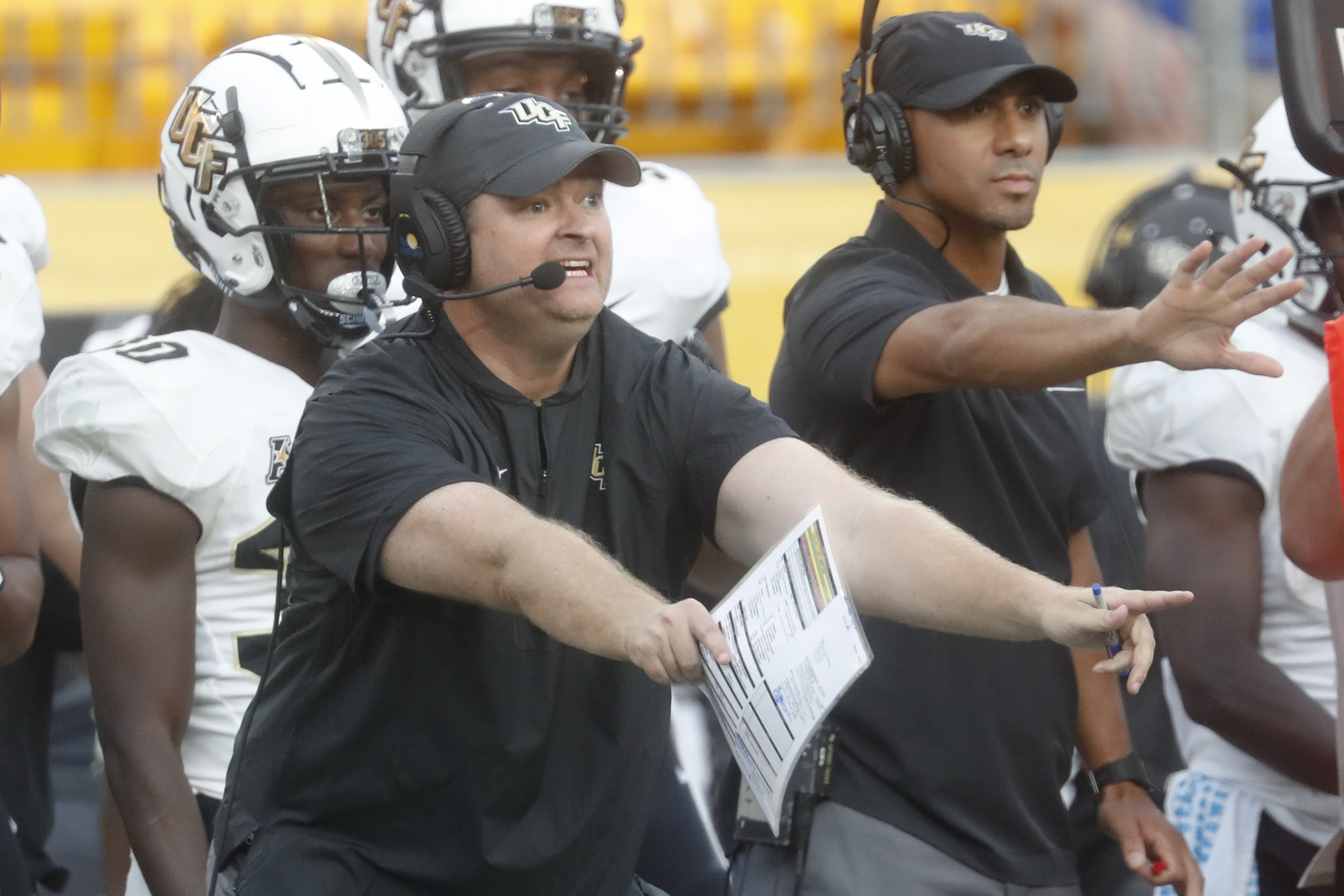 UCF head coach Josh Heupel yells instructions to his team during the second half against Pitt. Keith Srakocic | AP UCF head coach Josh Heupel yells instructions to his team during the second half against Pitt. Keith Srakocic | AP