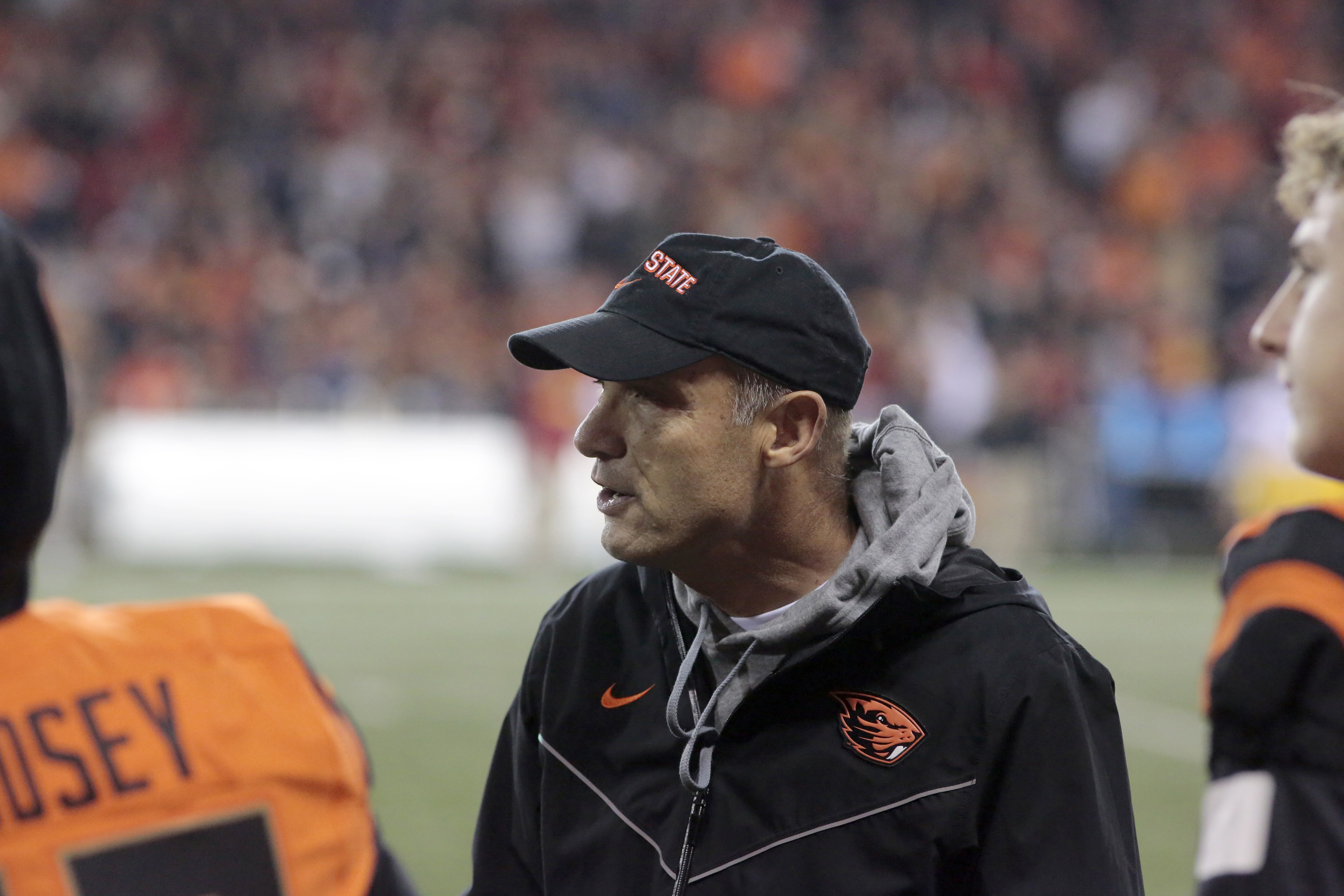 Former Oregon State head coach Mike Riley before an NCAA college football game in Corvallis, Ore., on Saturday, Nov. 3, 2018. Timothy J. Gonzalez | AP Former Oregon State head coach Mike Riley before an NCAA college football game in Corvallis, Ore., on Saturday, Nov. 3, 2018. Timothy J. Gonzalez | AP