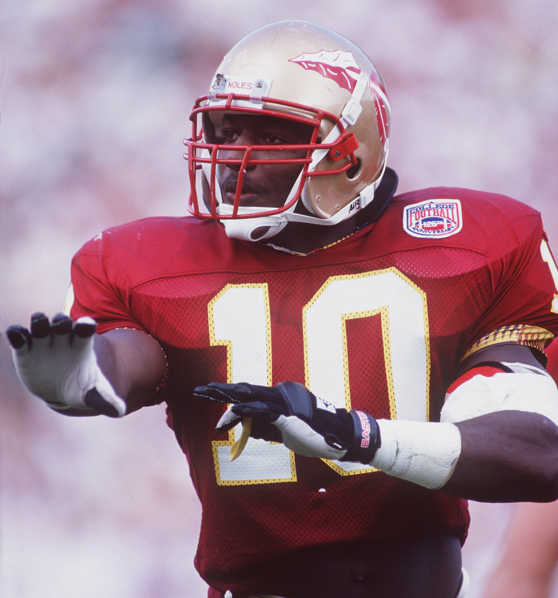 Florida State's Derrick Brooks gives instructions during a 17-0 win in 1994 over Clemson in Tallahassee. (Scott Halleran/ALLSPORT) Florida State's Derrick Brooks gives instructions during a 17-0 win in 1994 over Clemson in Tallahassee. (Scott Halleran/ALLSPORT)