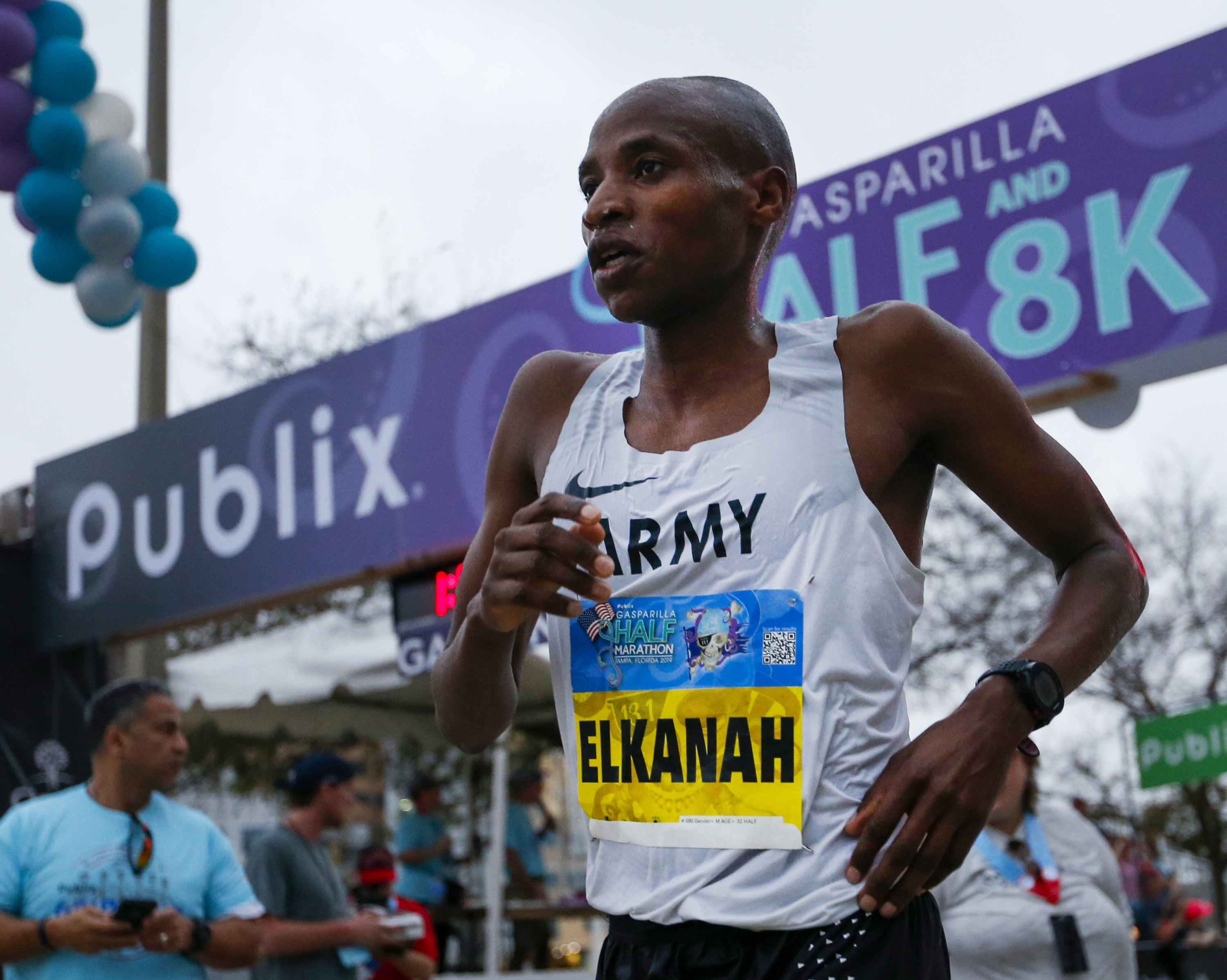 Defending champion Elkanah Kibet places second in the men's half-marathon. (TAILYR IRVINE | Times) Defending champion Elkanah Kibet places second in the men's half-marathon. (TAILYR IRVINE | Times)