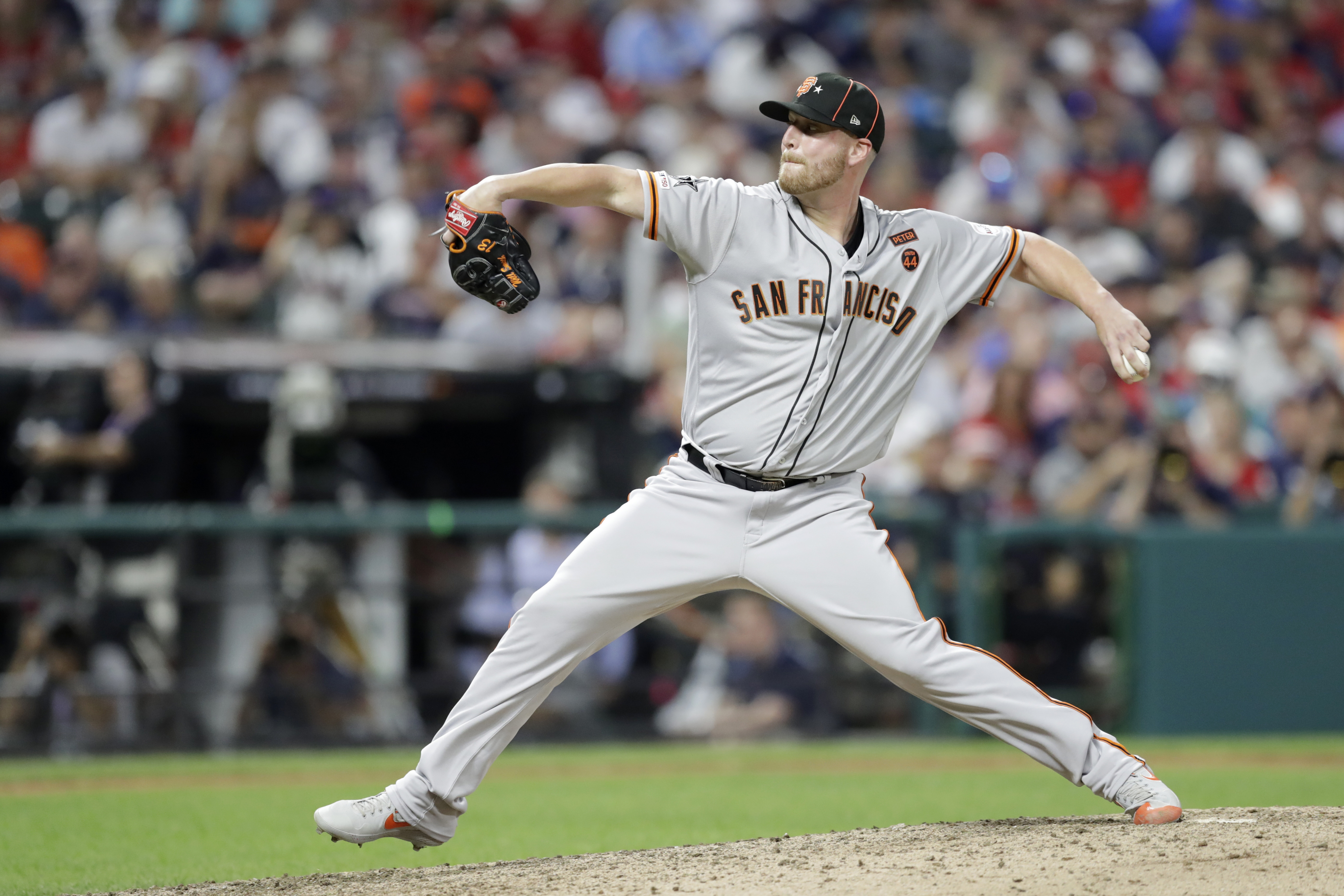 National League pitcher Will Smith, of the San Francisco Giants, throws during the seventh inning of the MLB baseball All-Star Game American League, Tuesday, July 9, 2019, in Cleveland. (AP Photo/Tony Dejak) National League pitcher Will Smith, of the San Francisco Giants, throws during the seventh inning of the MLB baseball All-Star Game American League, Tuesday, July 9, 2019, in Cleveland. (AP Photo/Tony Dejak)
