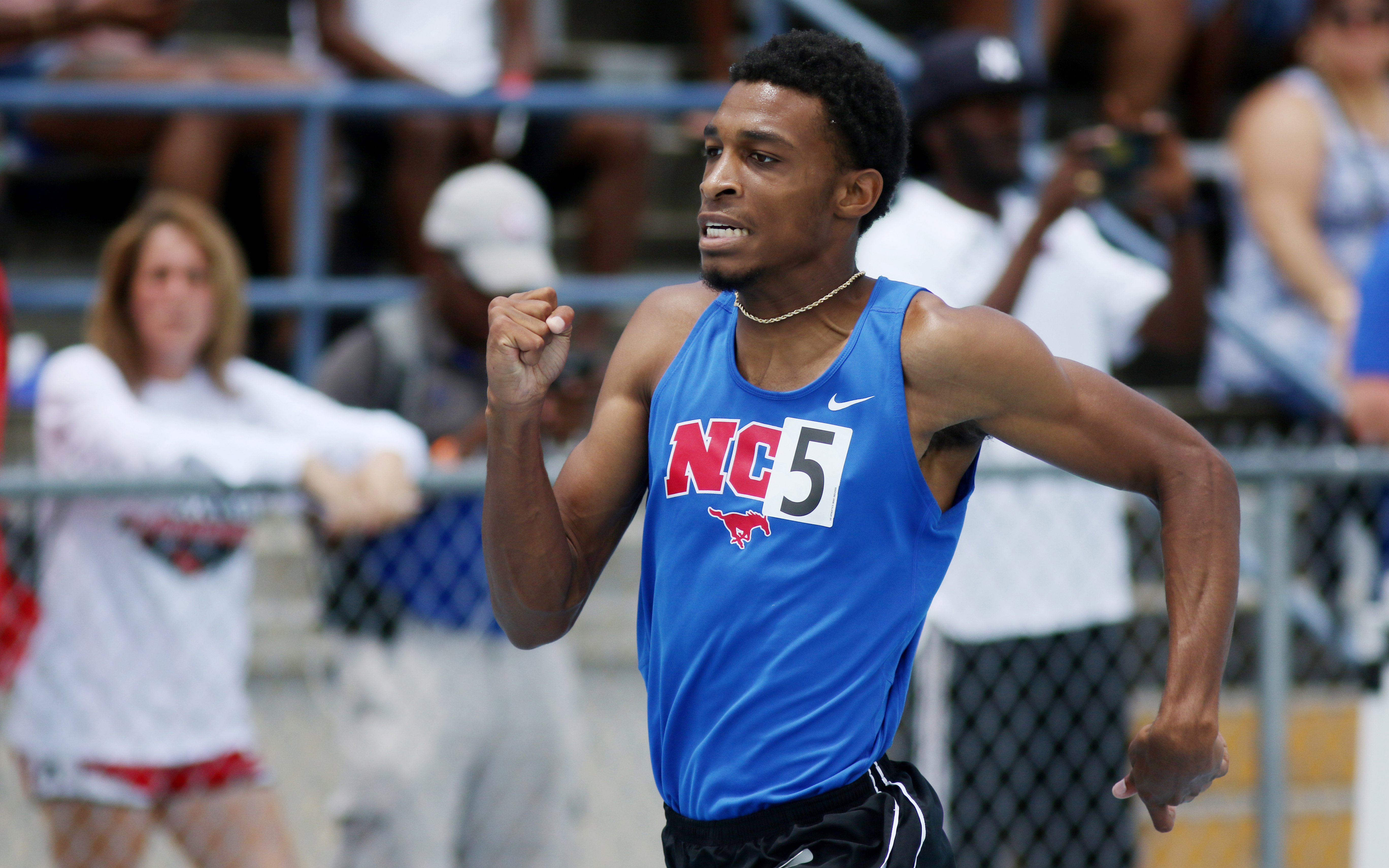 Northside Christian senior Adrian Harris defends his title in the 400 meters, winning the Class A state title in 47.89 seconds. (SCOTT PURKS | Special to the Times) Northside Christian senior Adrian Harris defends his title in the 400 meters, winning the Class A state title in 47.89 seconds. (SCOTT PURKS | Special to the Times)