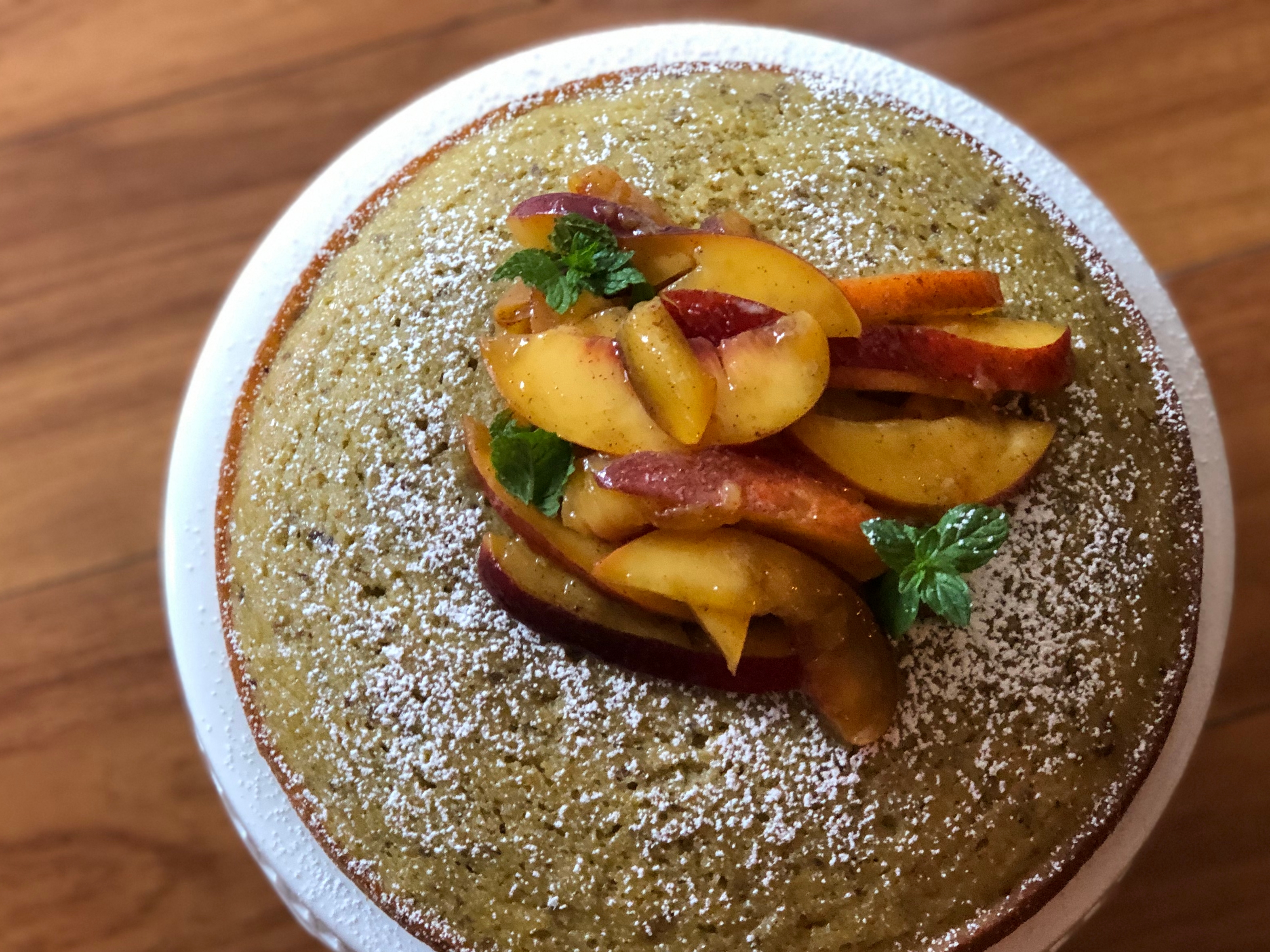 Olive oil cake with nectarines. Michelle Stark | Tampa Bay Times Olive oil cake with nectarines. Michelle Stark | Tampa Bay Times
