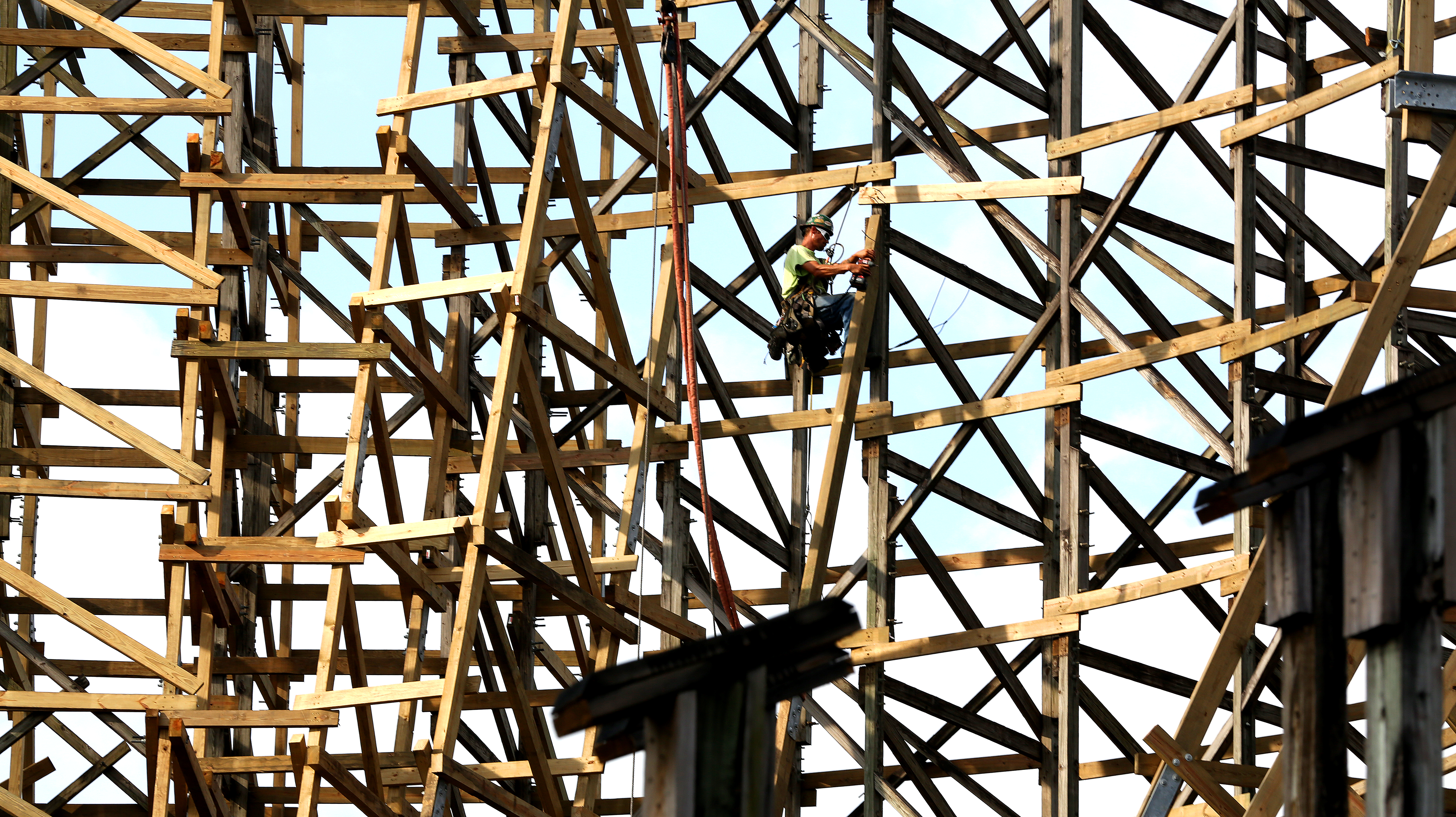 Construction has begun on Iron Gwazi, which will become North America's tallest hybrid coaster, and the fastest and steepest hybrid coaster in the world, after it opens next year at Busch Gardens in Tampa. SCOTT KEELER | Times Construction has begun on Iron Gwazi, which will become North America's tallest hybrid coaster, and the fastest and steepest hybrid coaster in the world, after it opens next year at Busch Gardens in Tampa. SCOTT KEELER | Times