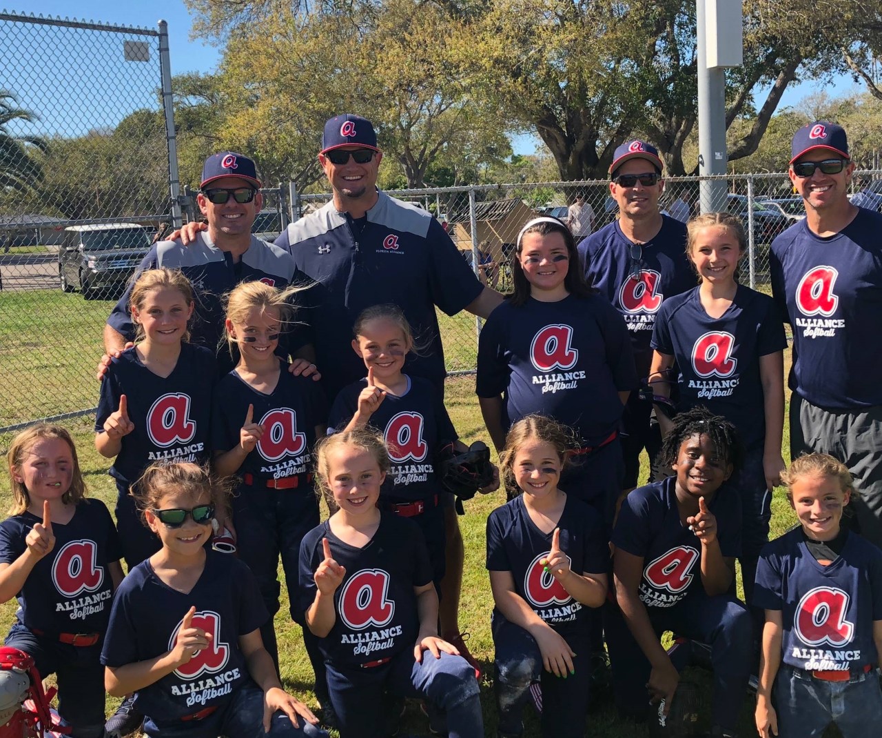 The Alliance Softball Spring 2019 team featured former professional baseball players Doug Waechter and John Vigue as coaches. Pictured -- Back row: CoachesJohn Vigue, Doug Waechter, Bob Ortiz, Joe DeRing 2nd row: Karsyn Waechter, Faith DeRing, Avree Vigue, Emily Hamburg, Lily Meloy. Front row: Sophia Schechner, Alexis Rosado, Rylee vigue, Sophie Freeman, Jaidon Jones, Bethanny Ortiz. Photo courtesy of John Vigue The Alliance Softball Spring 2019 team featured former professional baseball players Doug Waechter and John Vigue as coaches. Pictured -- Back row: CoachesJohn Vigue, Doug Waechter, Bob Ortiz, Joe DeRing 2nd row: Karsyn Waechter, Faith DeRing, Avree Vigue, Emily Hamburg, Lily Meloy. Front row: Sophia Schechner, Alexis Rosado, Rylee vigue, Sophie Freeman, Jaidon Jones, Bethanny Ortiz. Photo courtesy of John Vigue