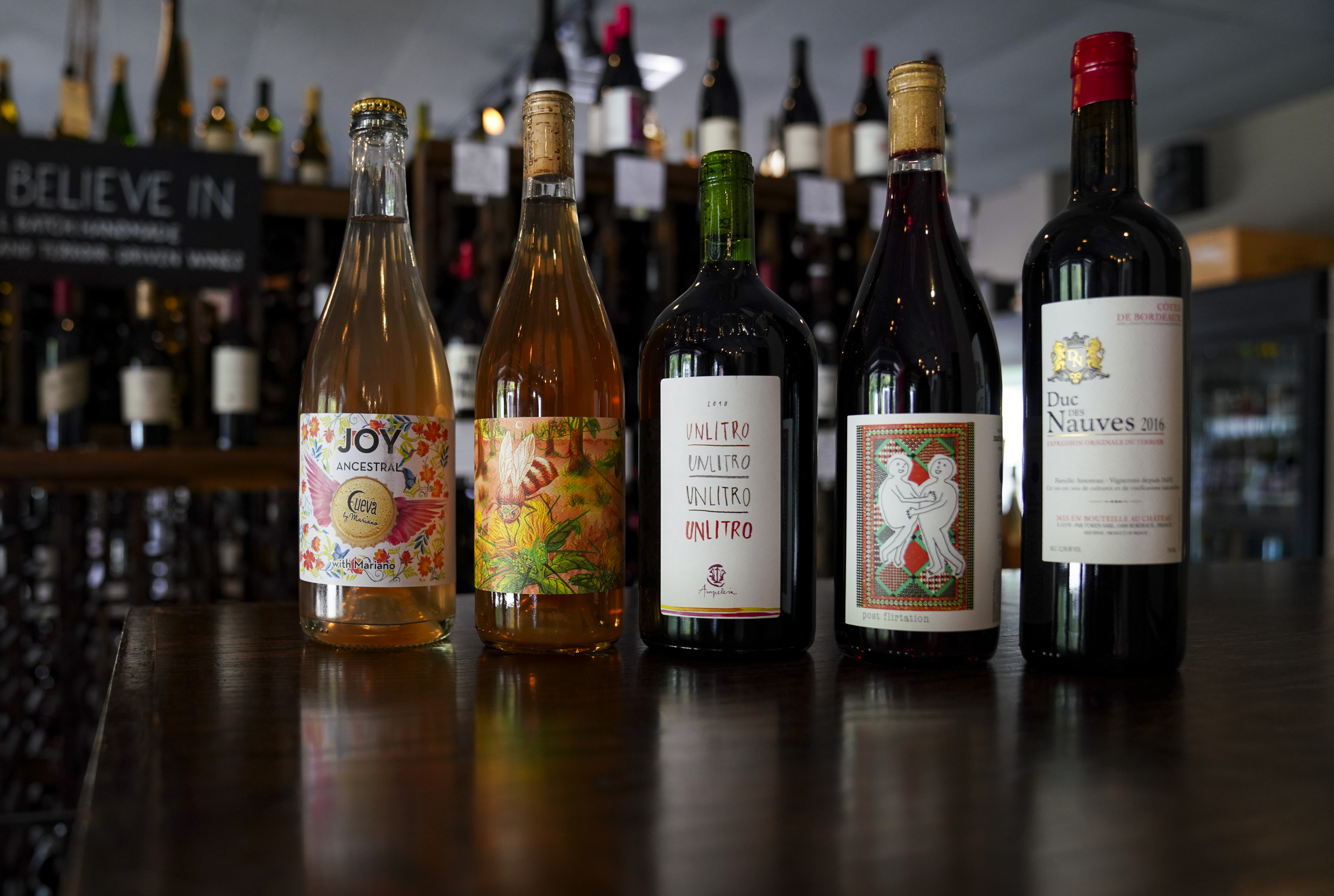 Natural wines at Cru Cellars in Tampa. MARTHA ASENCIO-RHINE | Times Natural wines at Cru Cellars in Tampa. MARTHA ASENCIO-RHINE | Times