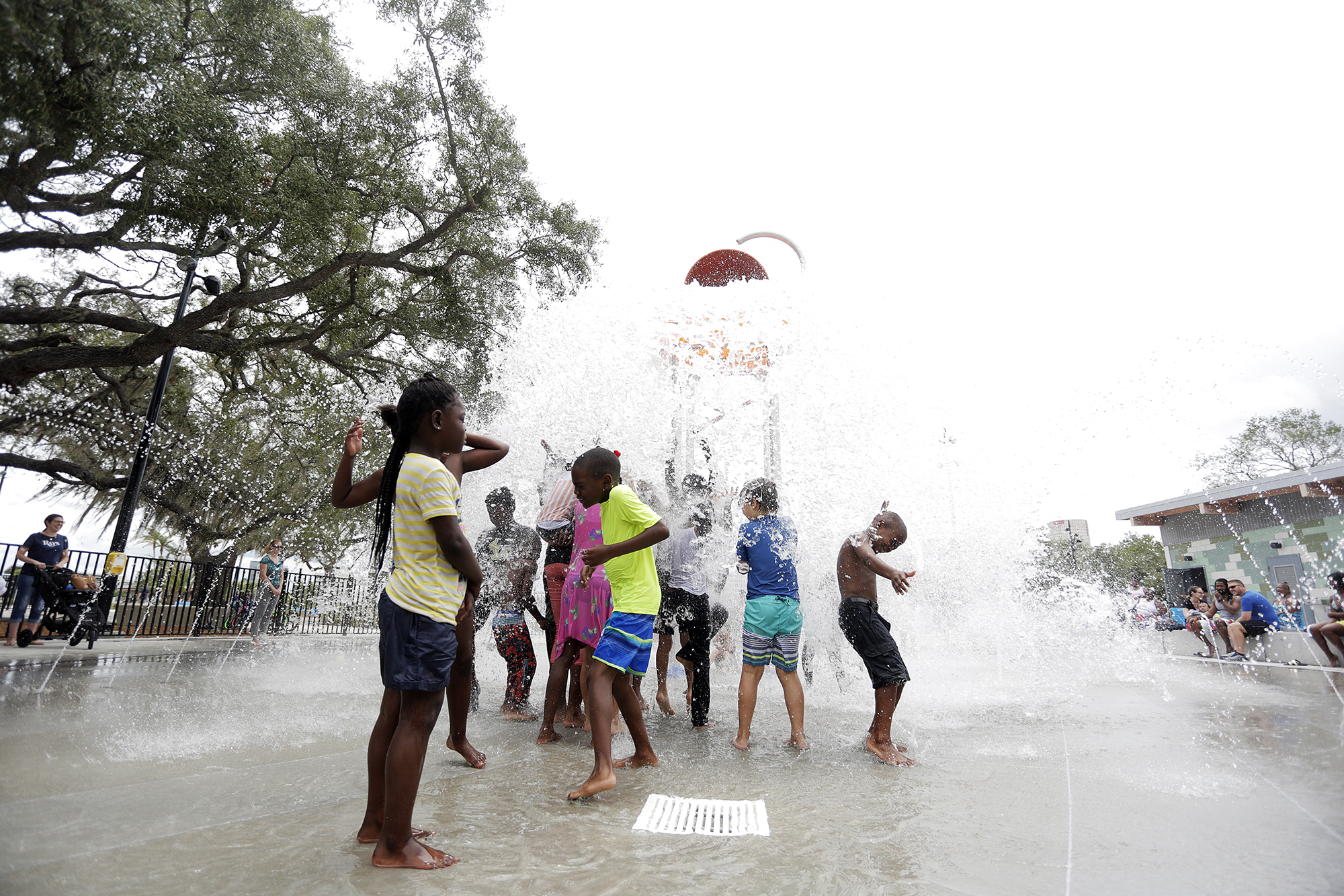 Kids enjoy the splash pad at the Julian B. Lane Riverfront Park in downtown Tampa. [OCTAVIO JONES |Times (2018)May 28, 2018. Kids enjoy the splash pad at the Julian B. Lane Riverfront Park in downtown Tampa. [OCTAVIO JONES |Times (2018)May 28, 2018.