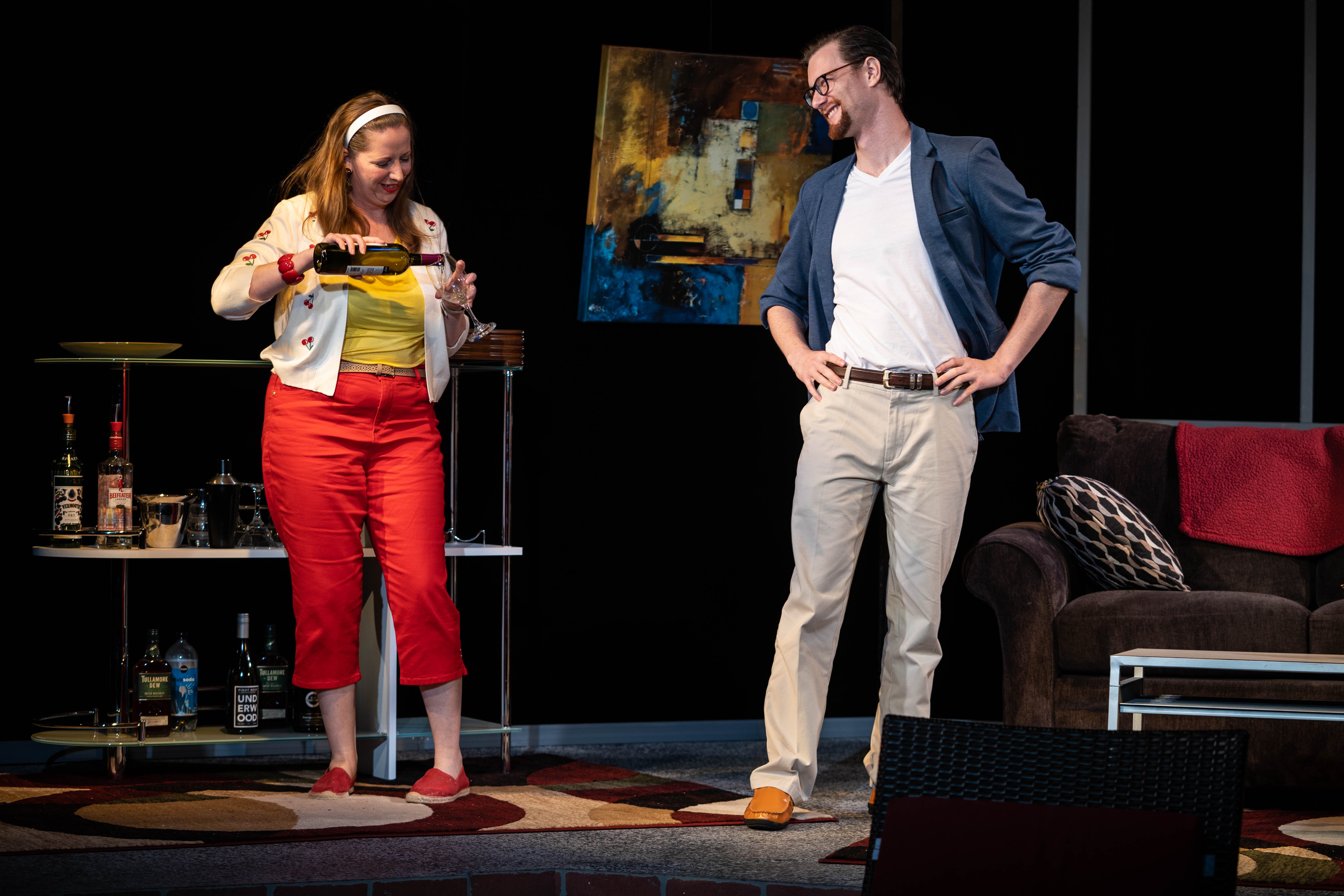 Jonelle M. Meyer (Corky) and Jamie Jones (Gerald) in Jobsite's production of Steve Martin's Jonelle M. Meyer (Corky) and Jamie Jones (Gerald) in Jobsite's production of Steve Martin's