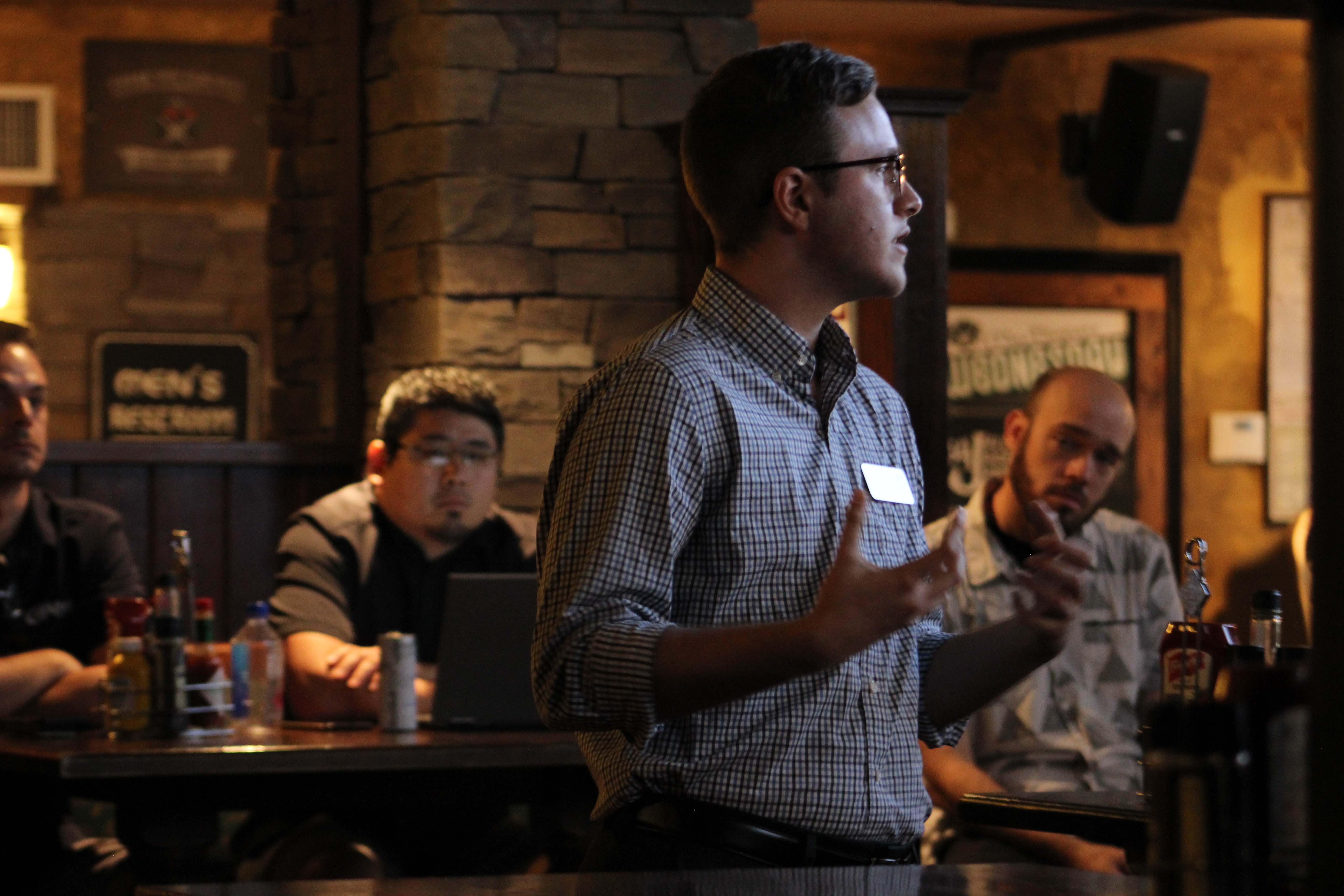 Cole Foust of Metro Inclusive Health leads a diversity training for SunPub employees at MacDinton's Irish Pub in St. Petersburg. SARA DINATALE | TIMES Cole Foust of Metro Inclusive Health leads a diversity training for SunPub employees at MacDinton's Irish Pub in St. Petersburg. SARA DINATALE | TIMES