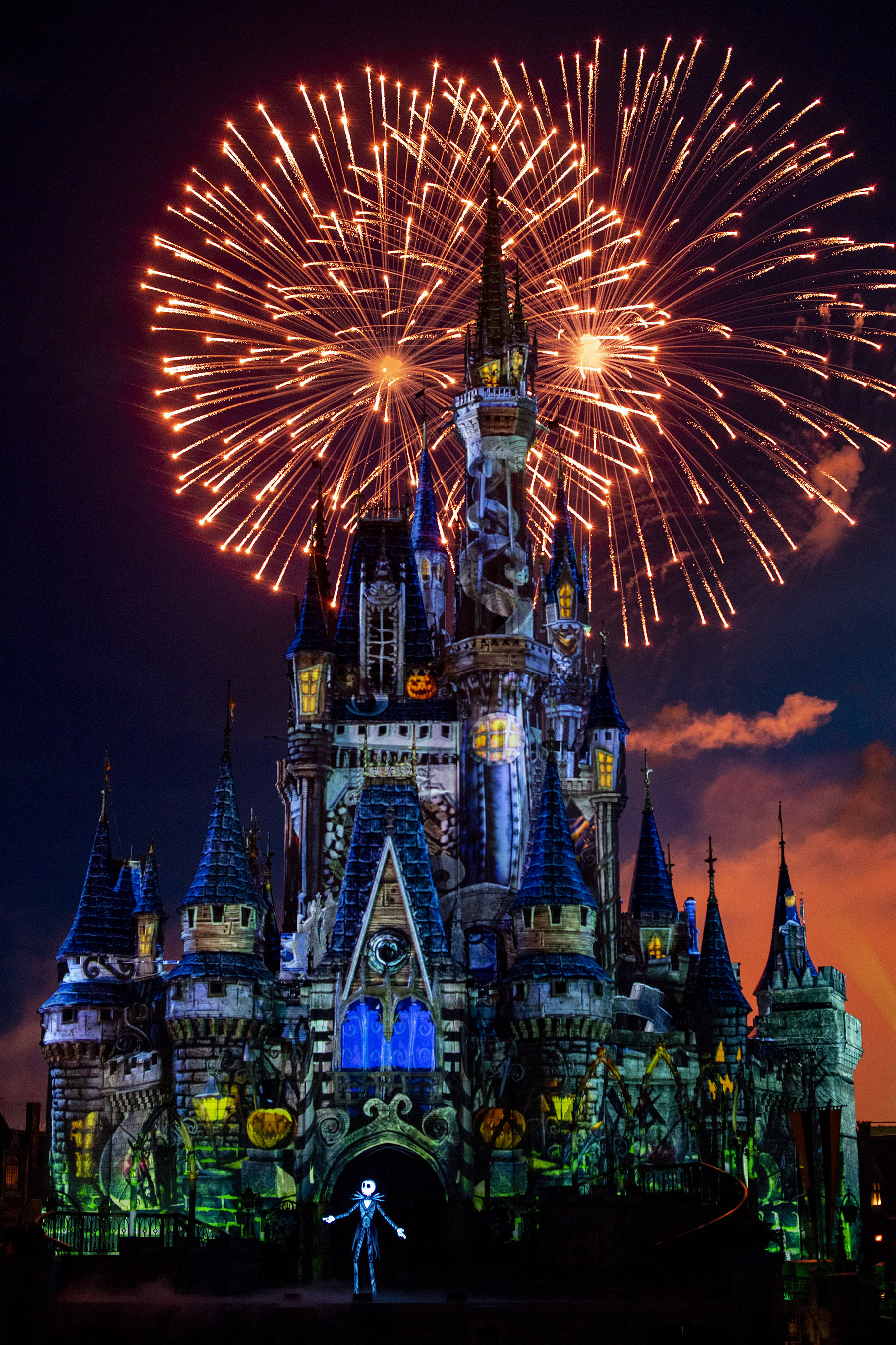 Jack Skellington from Tim Burton’s “The Nightmare Before Christmas” hosts the new Not-So-Spooky Spectacular fireworks show at Magic Kingdom. The show uses projection effects, lasers, lighting and fireworks during Mickey’s Not-So-Scary Halloween Party, a separately ticketed event. David Roark | Walt Disney World Jack Skellington from Tim Burton’s “The Nightmare Before Christmas” hosts the new Not-So-Spooky Spectacular fireworks show at Magic Kingdom. The show uses projection effects, lasers, lighting and fireworks during Mickey’s Not-So-Scary Halloween Party, a separately ticketed event. David Roark | Walt Disney World