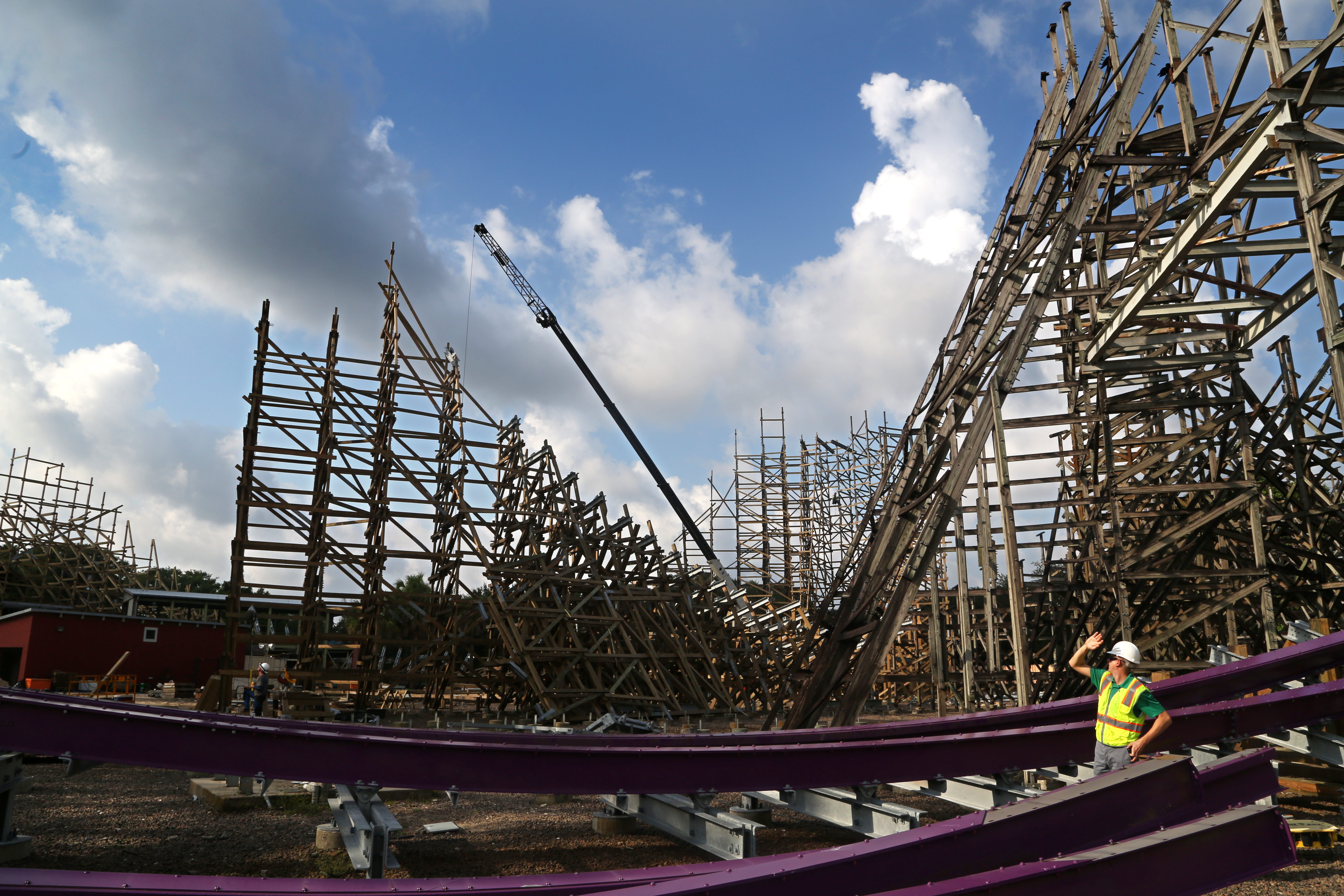 Tampa theme park Busch Gardens has announced a new hybrid wooden and steel coaster coming in 2020: Iron Gwazi. At more than 200 feet tall, the under-construction ride will become North America's tallest hybrid coaster, and the fastest and steepest hybrid coaster in the world. SCOTT KEELER | Times Tampa theme park Busch Gardens has announced a new hybrid wooden and steel coaster coming in 2020: Iron Gwazi. At more than 200 feet tall, the under-construction ride will become North America's tallest hybrid coaster, and the fastest and steepest hybrid coaster in the world. SCOTT KEELER | Times
