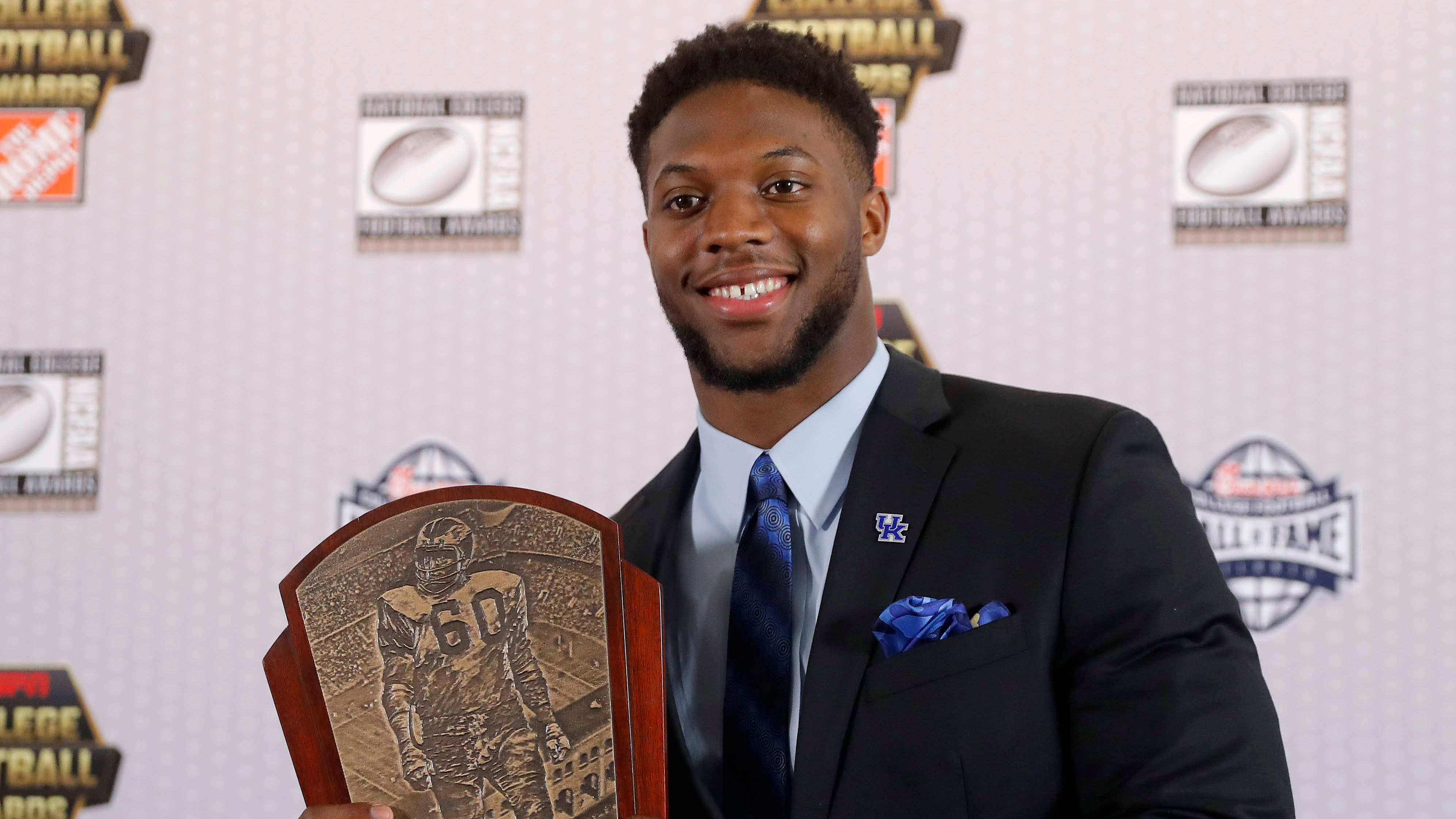 Kentucky's Josh Allen, winner of the Chuck Bednarik Award as college football's top defensive player, could be on the board when the Bucs pick at No. 5. (AP Photo/John Bazemore) Kentucky's Josh Allen, winner of the Chuck Bednarik Award as college football's top defensive player, could be on the board when the Bucs pick at No. 5. (AP Photo/John Bazemore)