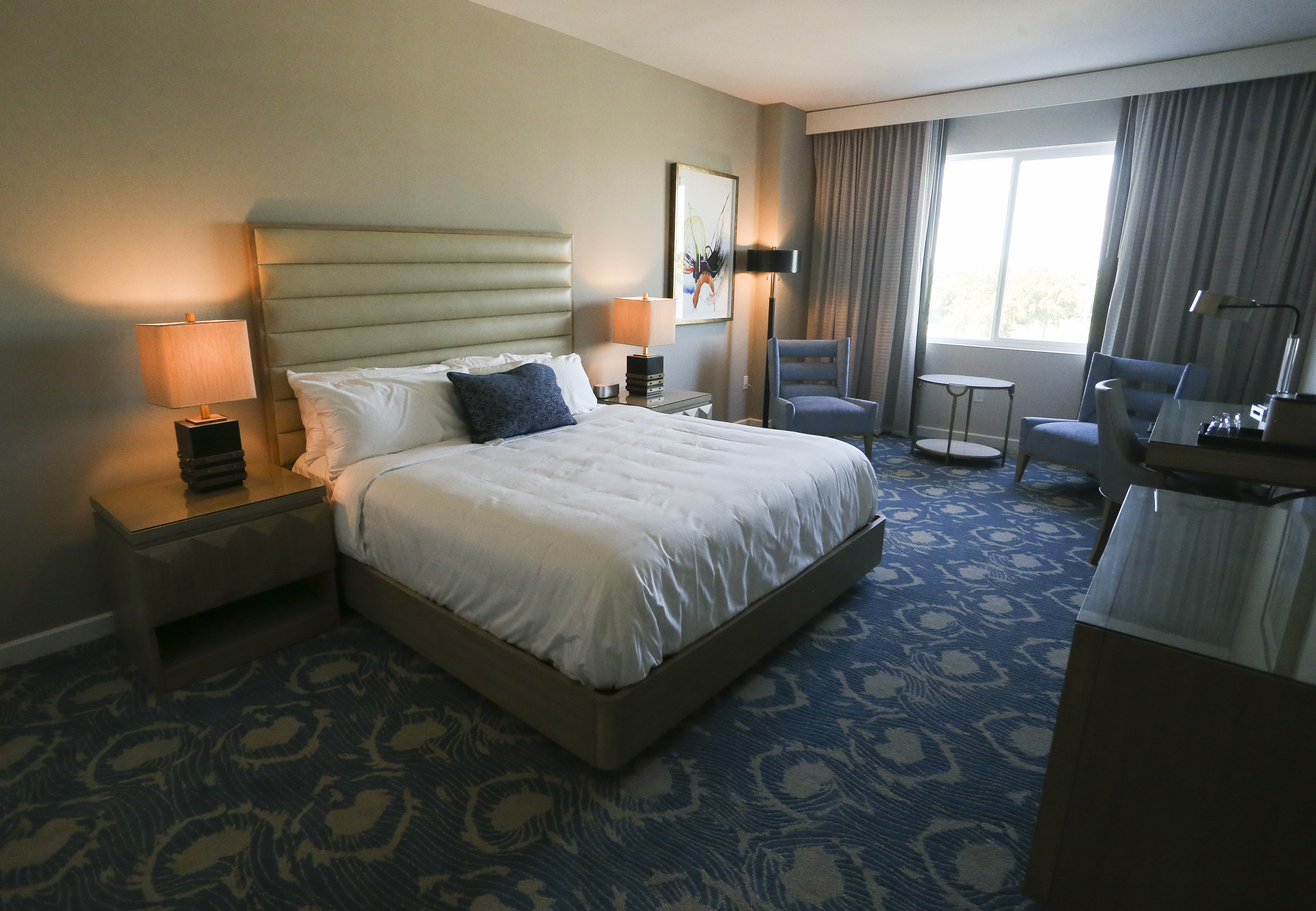 A look at one of the model guest rooms at the soon-to-open Karol Hotel at 2675 Ulmerton Road, near the Feather Sound neighborhood and across Ulmerton from the Carillon office park. DIRK SHADD | Tampa Bay Times A look at one of the model guest rooms at the soon-to-open Karol Hotel at 2675 Ulmerton Road, near the Feather Sound neighborhood and across Ulmerton from the Carillon office park. DIRK SHADD | Tampa Bay Times