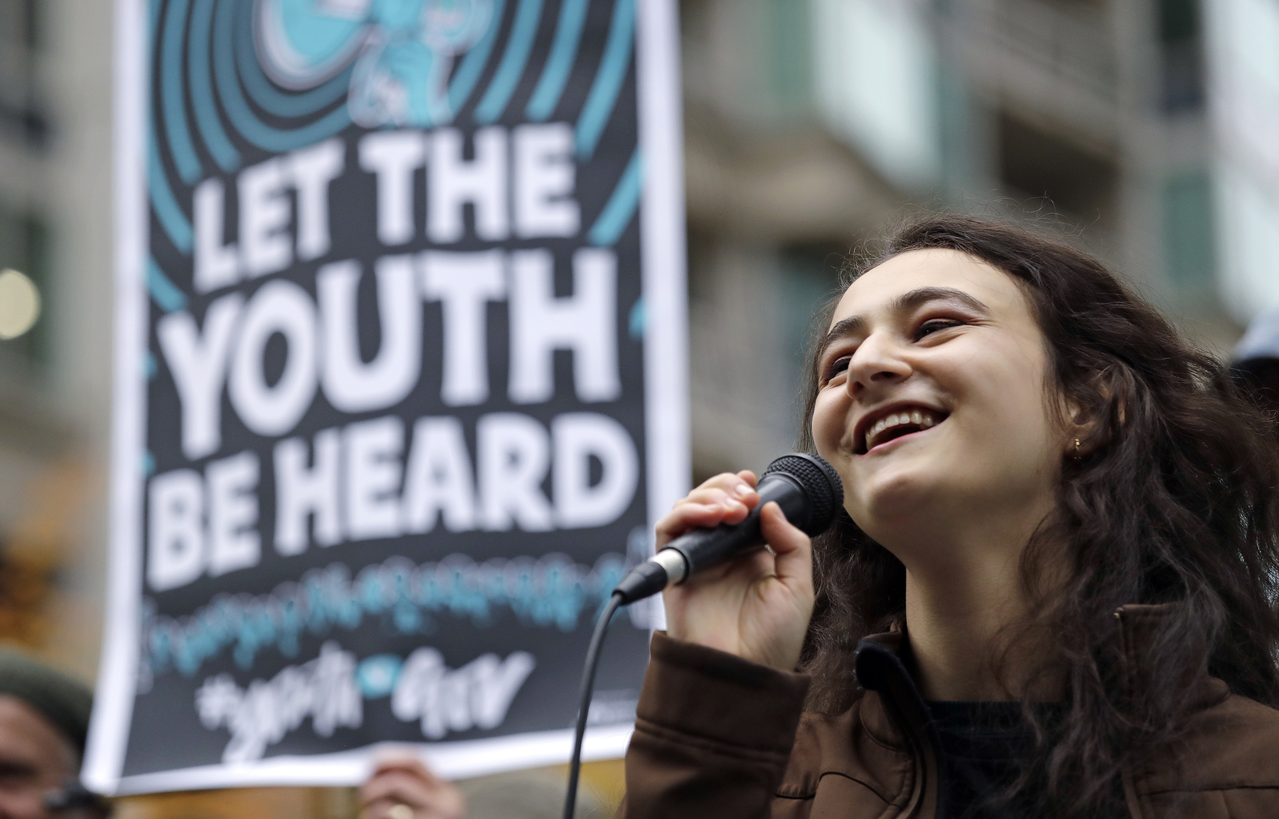 FILE - In this Monday, Oct. 29, 2018 file photo, Jamie Margolin, a high school student, speaks during a rally by youth activists and others in Seattle in support of a high-profile climate change lawsuit in federal court in Eugene, Ore. “It’s really hard to grow up on a planet full of ifs,” said Margolin, a 17-year-old cofounder of This is Zero Hour, who is finding it hard to buckle down and apply to colleges. “There’s always been a sense that everything beautiful in this world is temporary for my generation.” Elaine Thompson | AP FILE - In this Monday, Oct. 29, 2018 file photo, Jamie Margolin, a high school student, speaks during a rally by youth activists and others in Seattle in support of a high-profile climate change lawsuit in federal court in Eugene, Ore. “It’s really hard to grow up on a planet full of ifs,” said Margolin, a 17-year-old cofounder of This is Zero Hour, who is finding it hard to buckle down and apply to colleges. “There’s always been a sense that everything beautiful in this world is temporary for my generation.” Elaine Thompson | AP
