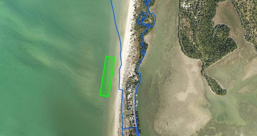 The box shows four acres of submerged land included in the $11 million purchase price of a property on Clearwater's Mandalay Point. Pinellas County Property Appraiser The box shows four acres of submerged land included in the $11 million purchase price of a property on Clearwater's Mandalay Point. Pinellas County Property Appraiser