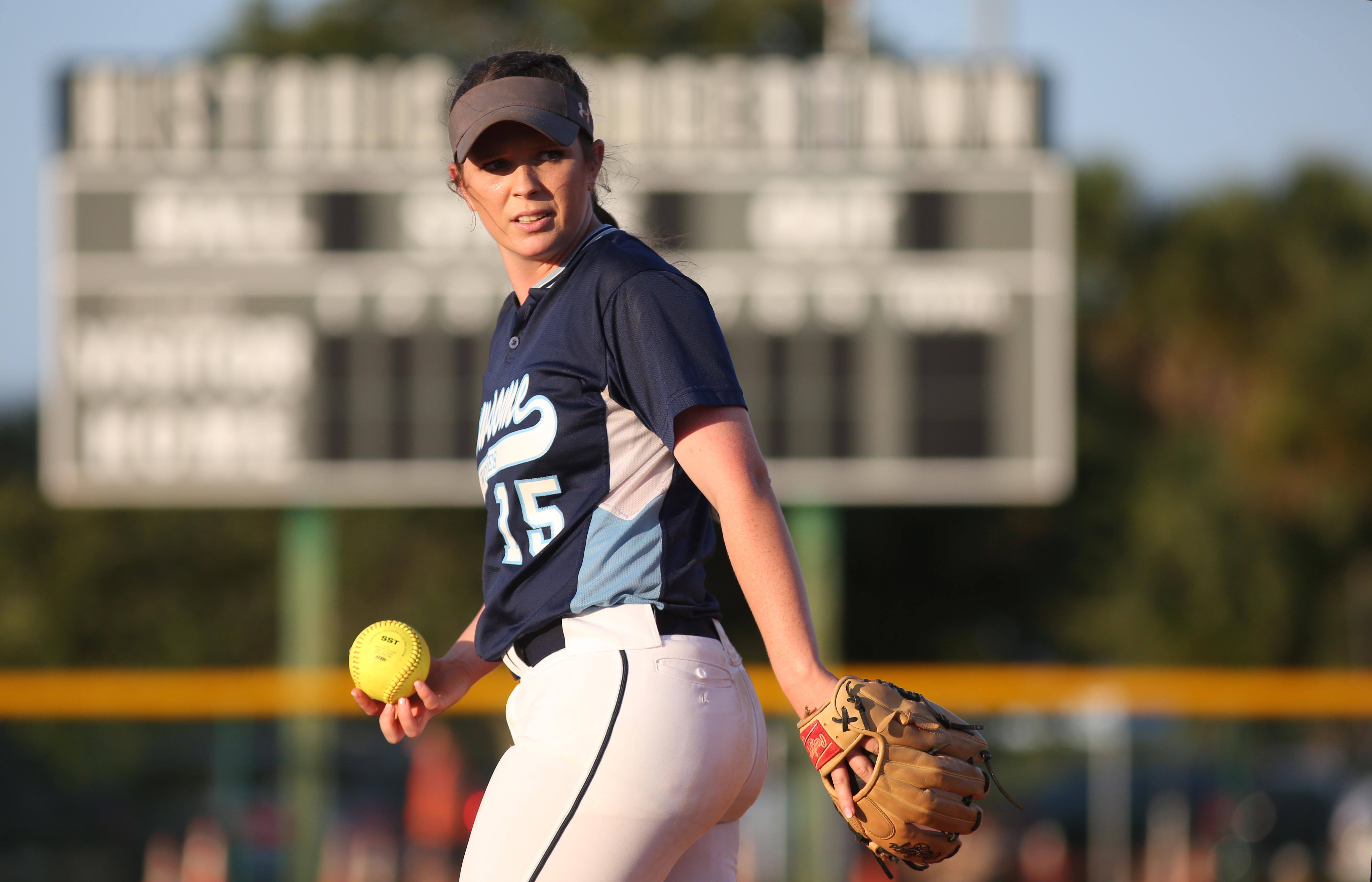 Newsome starter Mary Beth Feldman gets ready to warm up for the Class 9A state final game in Vero Beach. (SCOTT PURKS | Special to the Times) Newsome starter Mary Beth Feldman gets ready to warm up for the Class 9A state final game in Vero Beach. (SCOTT PURKS | Special to the Times)
