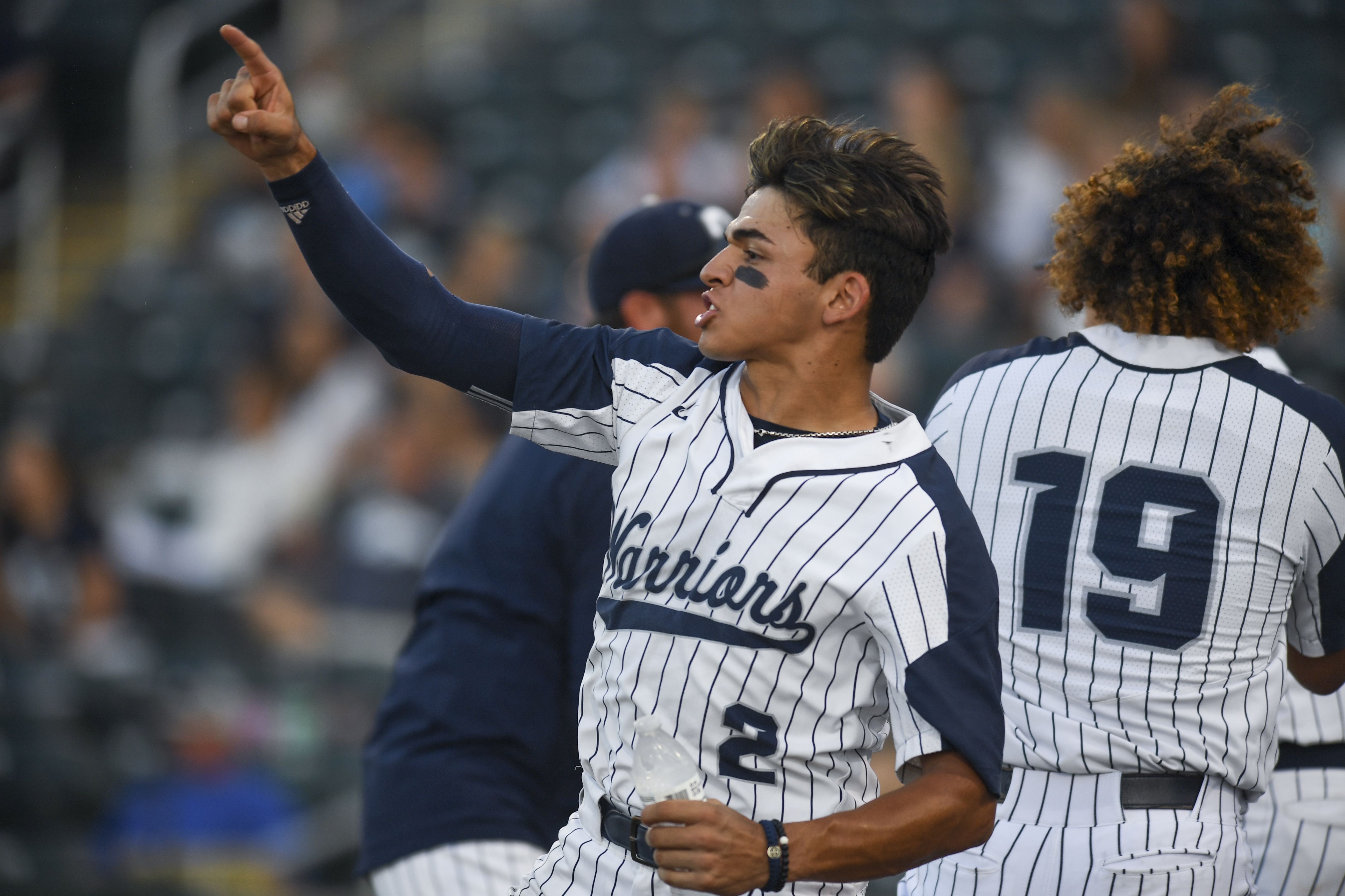 Christian Cairo celebrates after Calvary Christian's Samuel Gordon (27) scores during the Class 4A state championship game against American Heritage. (ALLIE GOULDING | Times) Christian Cairo celebrates after Calvary Christian's Samuel Gordon (27) scores during the Class 4A state championship game against American Heritage. (ALLIE GOULDING | Times)