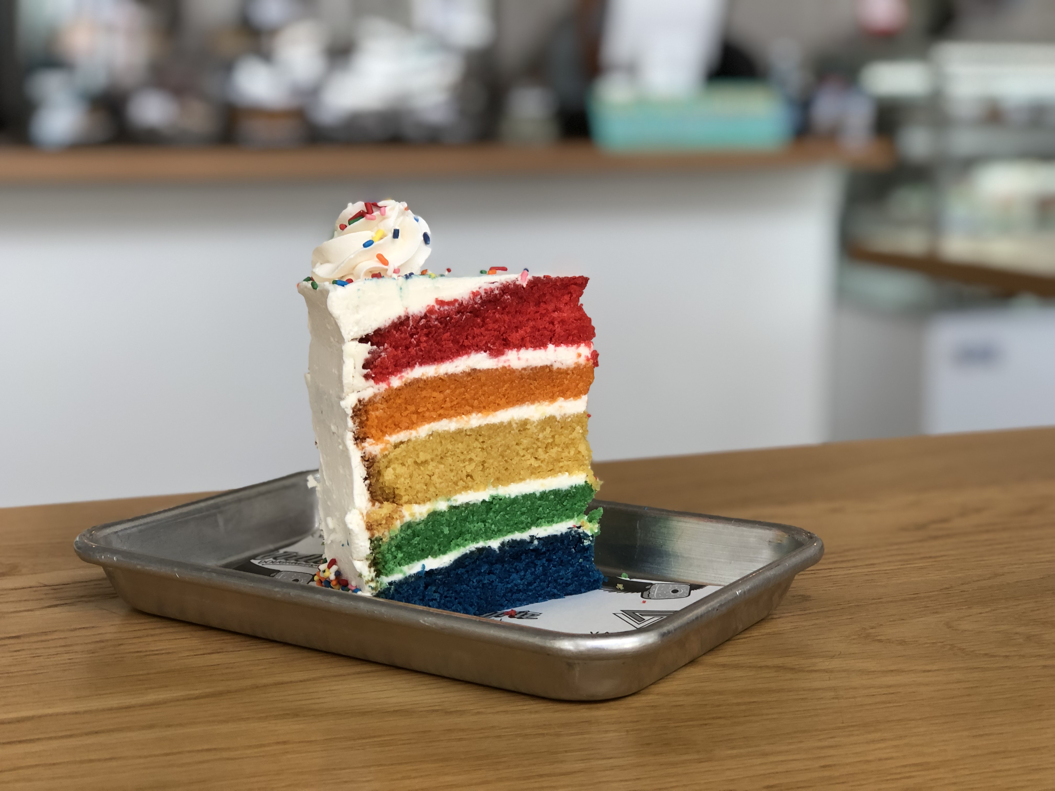 Valhalla's Bakery rainbow cake. (MICHELLE STARK | Times) Valhalla's Bakery rainbow cake. (MICHELLE STARK | Times)