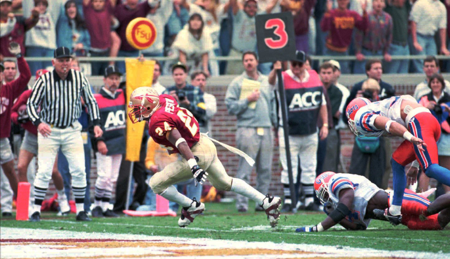 FSU's Rock Preston (24) goes in for the touchdown that set up the extra point that tied the score at 31 in the fourth quarter of FSU's Rock Preston (24) goes in for the touchdown that set up the extra point that tied the score at 31 in the fourth quarter of