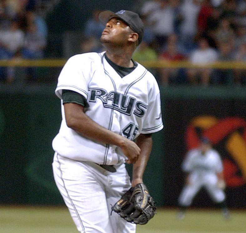 Dewon Brazelton can only watch as Marlin Mike Lowell's eighth-inning ground rule double sails. (Times, 2004) Dewon Brazelton can only watch as Marlin Mike Lowell's eighth-inning ground rule double sails. (Times, 2004)