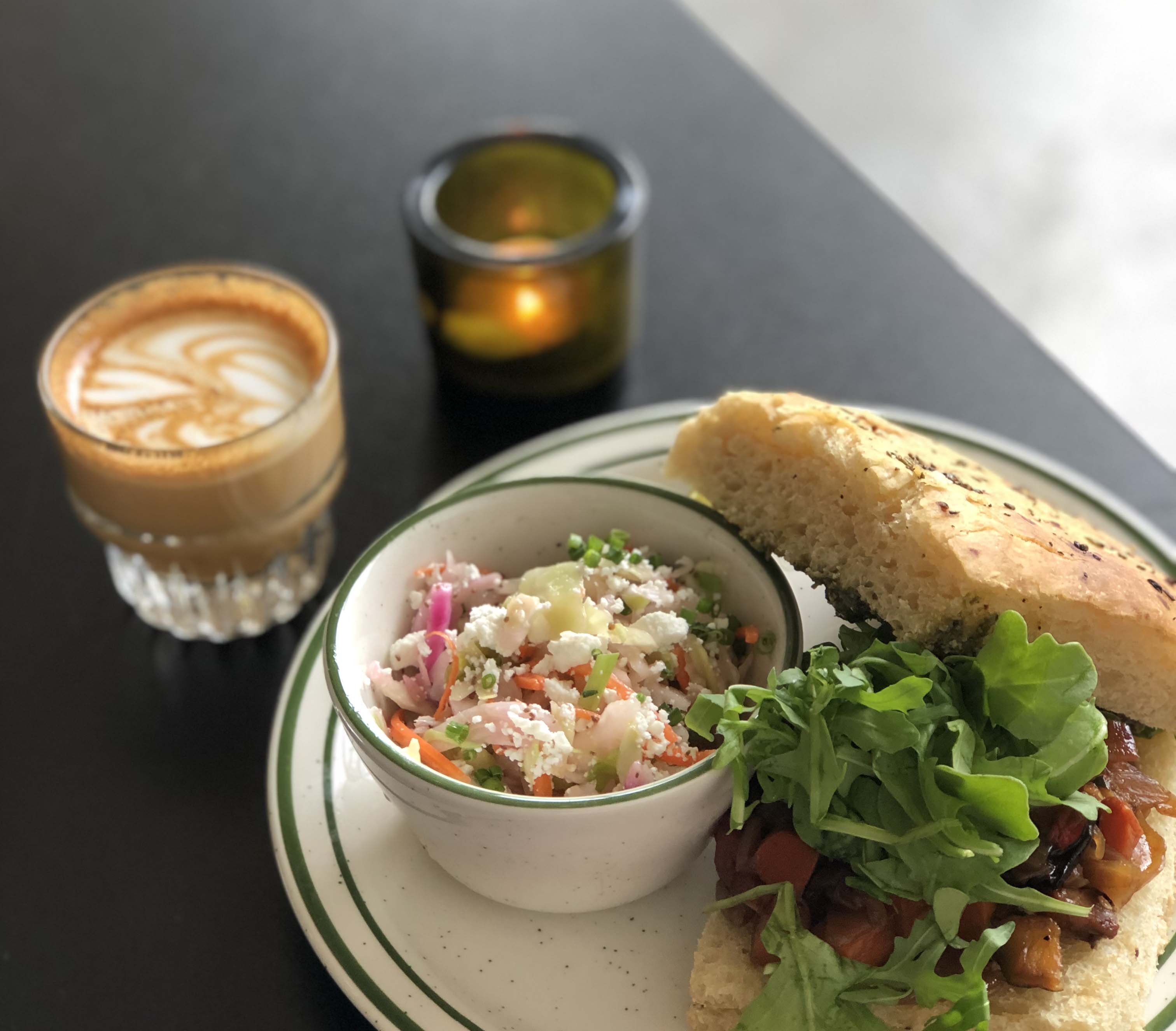 An espresso drink and a vegetable sandwich, one of many food offerings at King State in Tampa. Michelle Stark | Tampa Bay Times An espresso drink and a vegetable sandwich, one of many food offerings at King State in Tampa. Michelle Stark | Tampa Bay Times