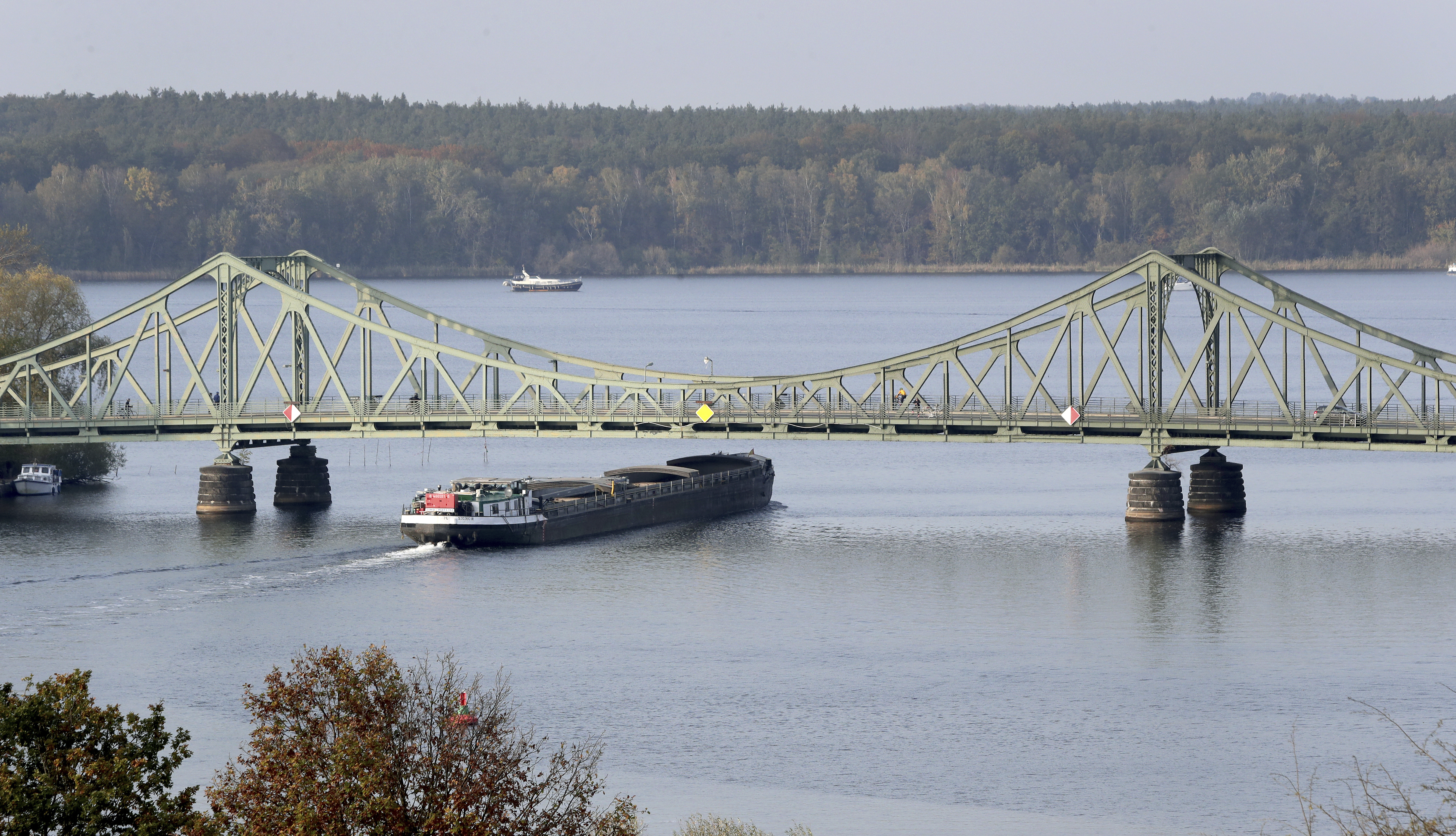 A ship drives past the Glienicke Bridge in Potsdam, Germany. Michael Sohn | AP A ship drives past the Glienicke Bridge in Potsdam, Germany. Michael Sohn | AP