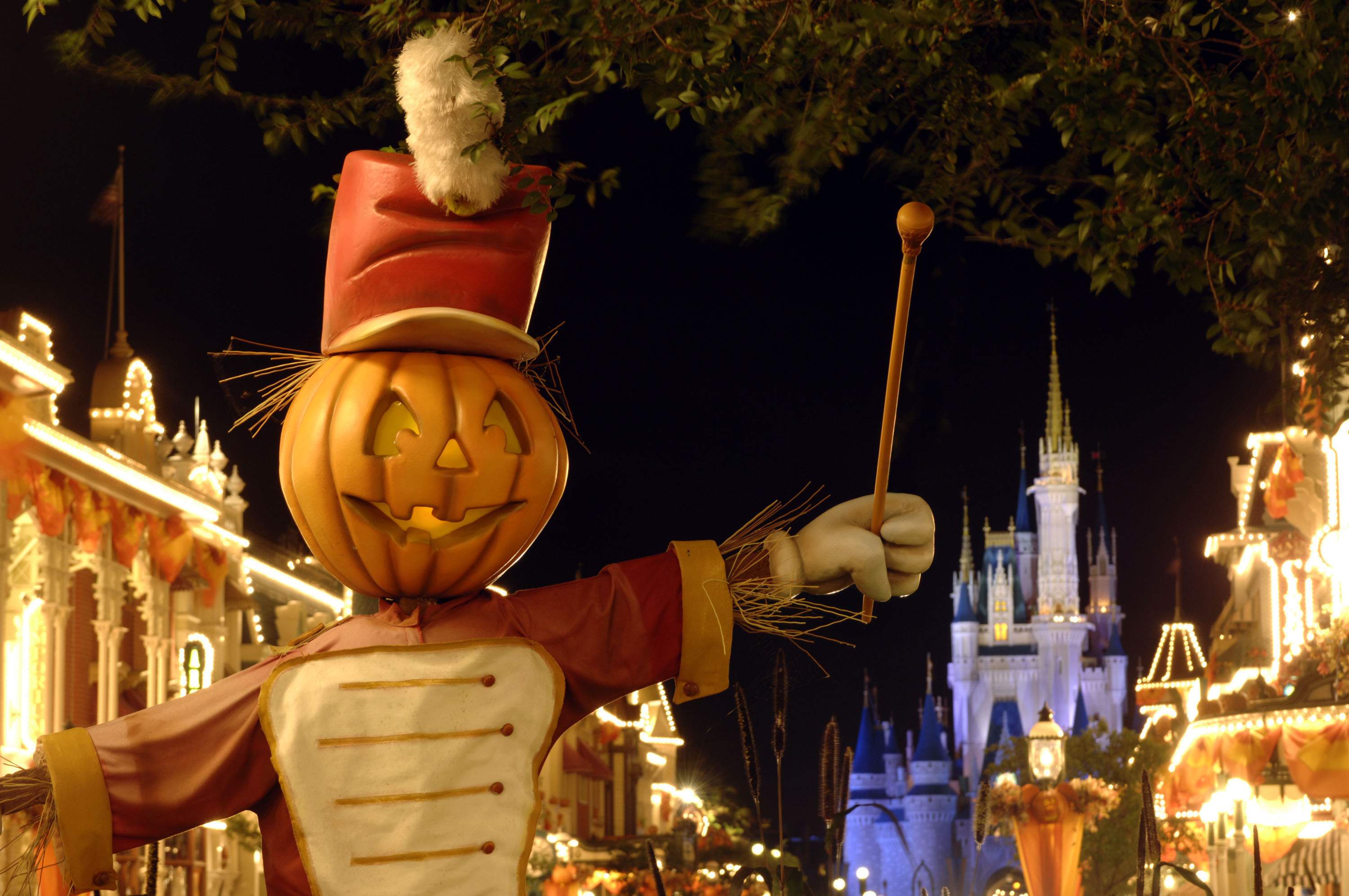 This artful jack-o'-lantern bandleader strikes up a few frightfully fun tunes on Main Street U.S.A. in the Magic Kingdom. It's all part of the decorations in place for Mickey's Not-So-Scary Halloween Party. Kent Phillips | Associated Press This artful jack-o'-lantern bandleader strikes up a few frightfully fun tunes on Main Street U.S.A. in the Magic Kingdom. It's all part of the decorations in place for Mickey's Not-So-Scary Halloween Party. Kent Phillips | Associated Press