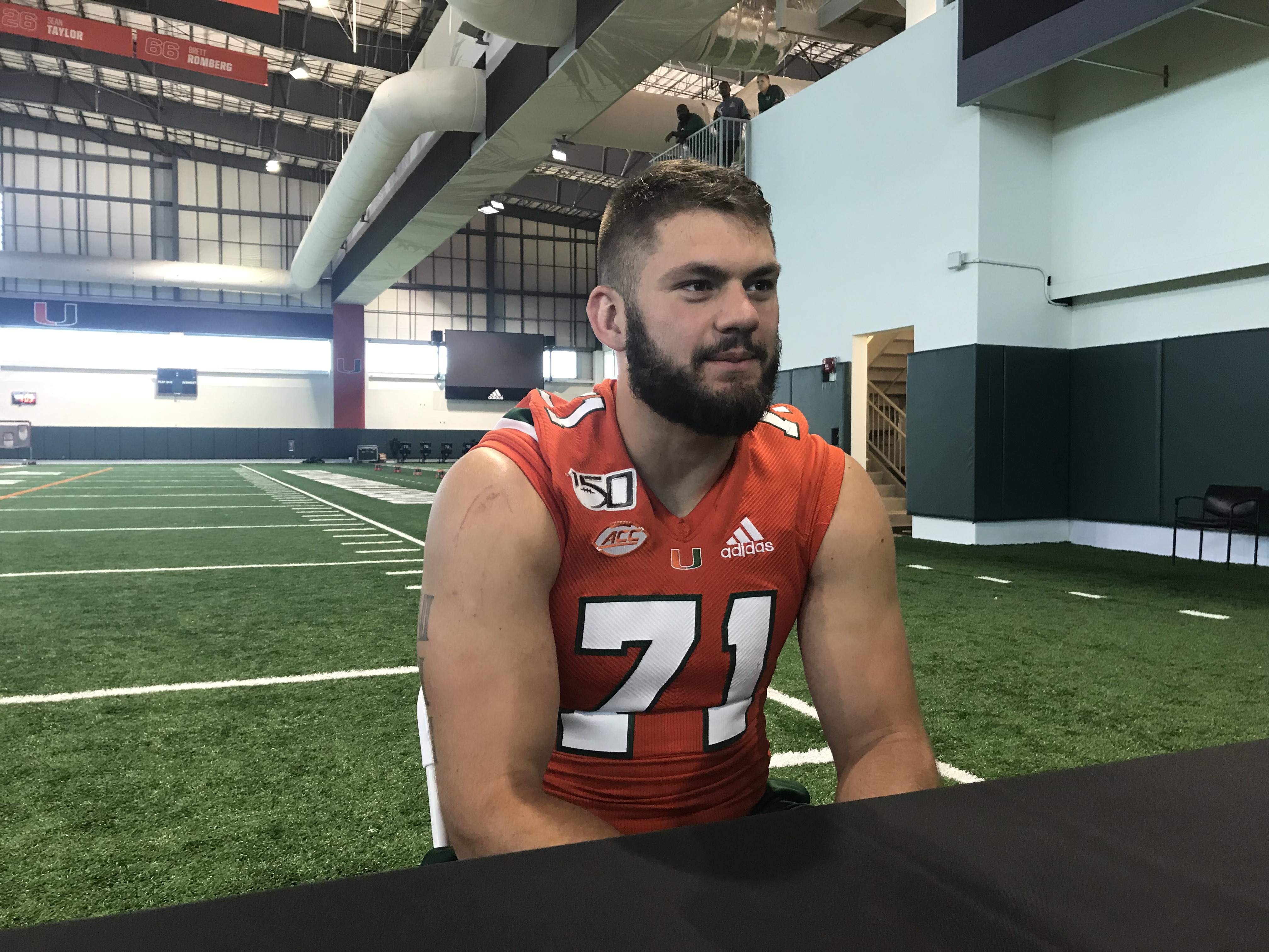Miami defensive lineman Scott Patchan speaks during the Hurricanes' preseason media day. (MATT BAKER | Times) Matt Baker Miami defensive lineman Scott Patchan speaks during the Hurricanes' preseason media day. (MATT BAKER | Times) Matt Baker