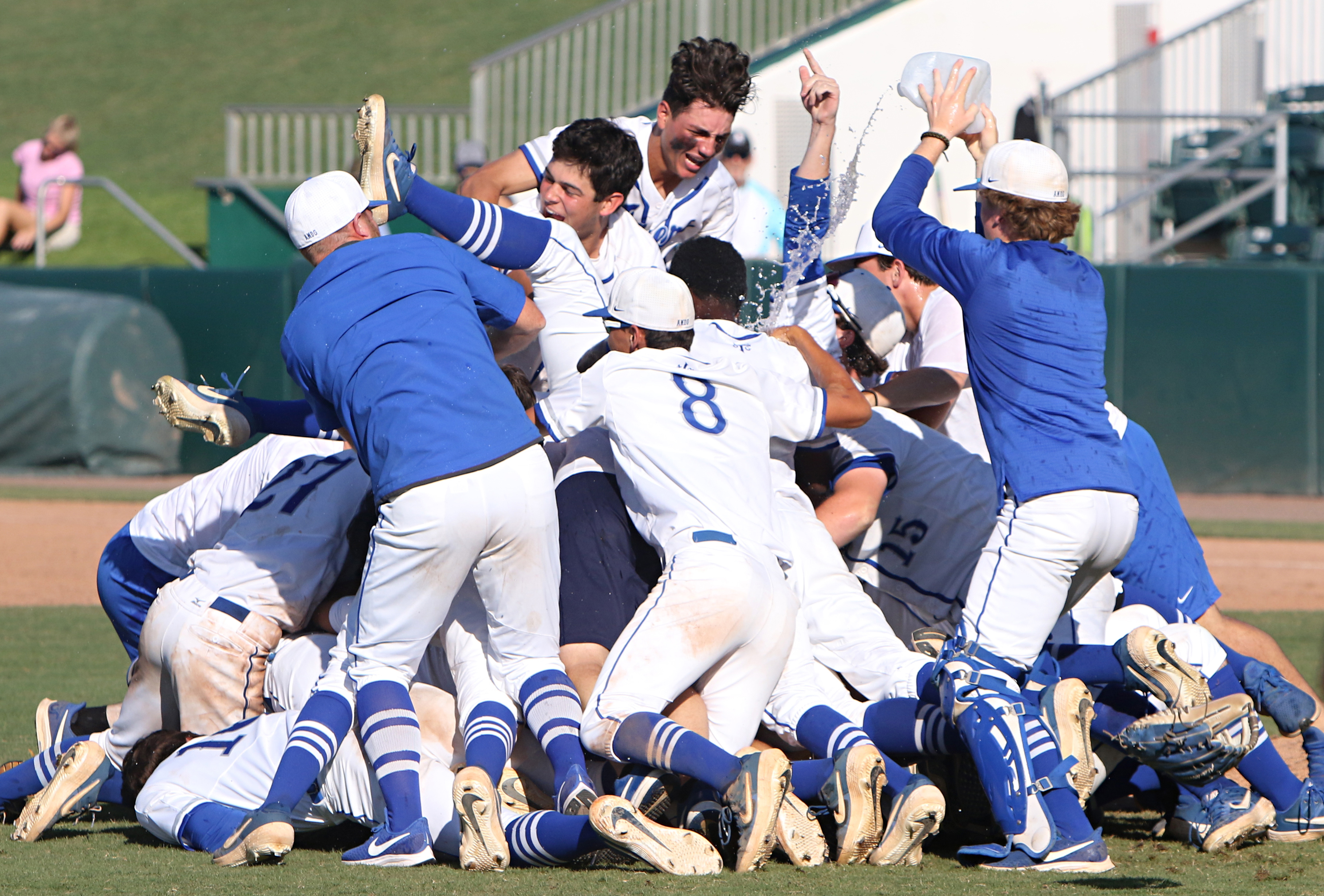 A nice, cool Jesuit pile-on after a big victory in the Class 6A state final. (SCOTT PURKS | Special to the Times) A nice, cool Jesuit pile-on after a big victory in the Class 6A state final. (SCOTT PURKS | Special to the Times)