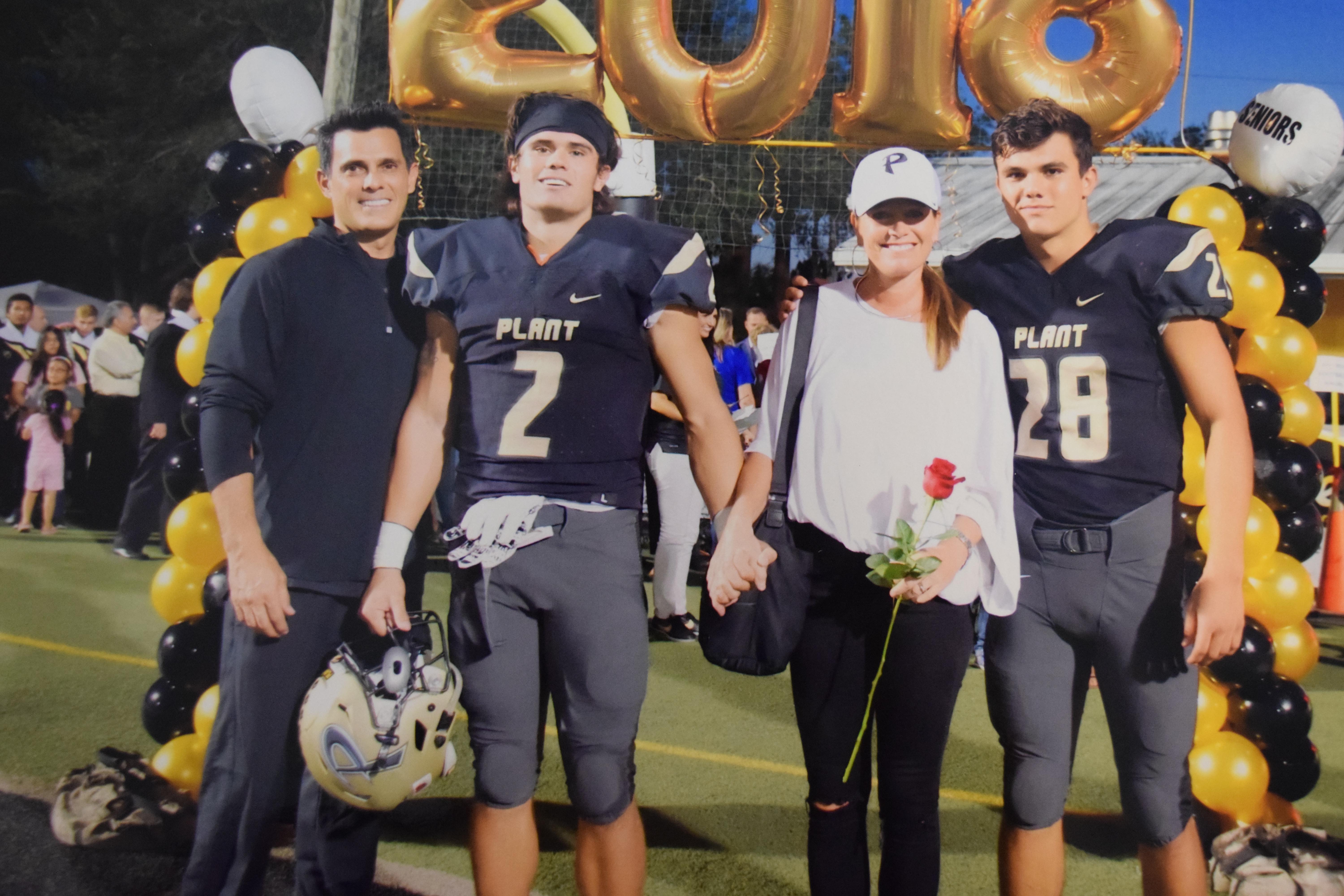 Alex Carvajal, second from left, during his Plant High days with dad Joseph, mom Lisa and younger brother Christian. (Photo courtesy of Joseph Carvajal) Alex Carvajal, second from left, during his Plant High days with dad Joseph, mom Lisa and younger brother Christian. (Photo courtesy of Joseph Carvajal)