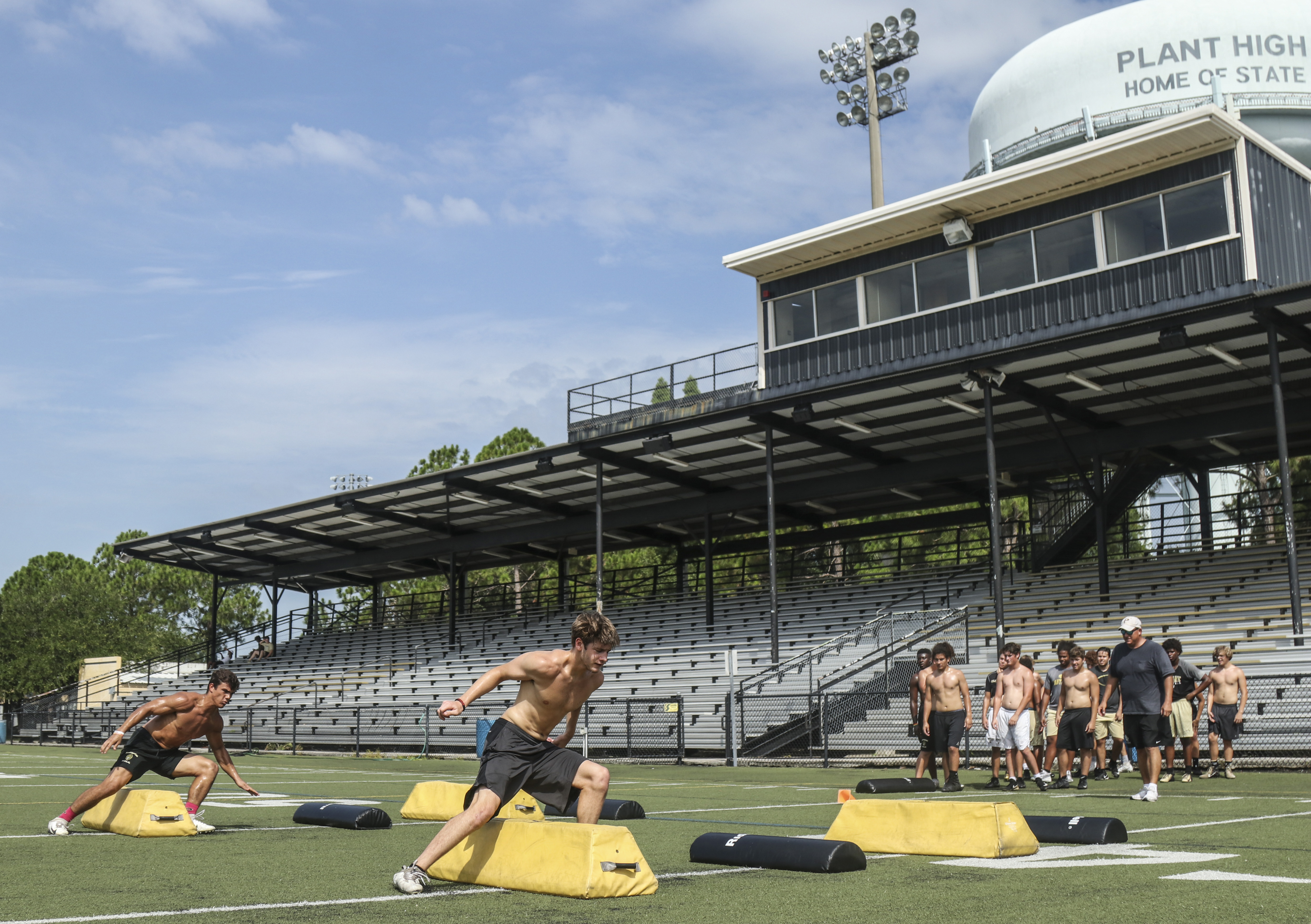 Plant High players go through conditioning drills Thursday morning. (ANGELIQUE HERRING | Times) Plant High players go through conditioning drills Thursday morning. (ANGELIQUE HERRING | Times)