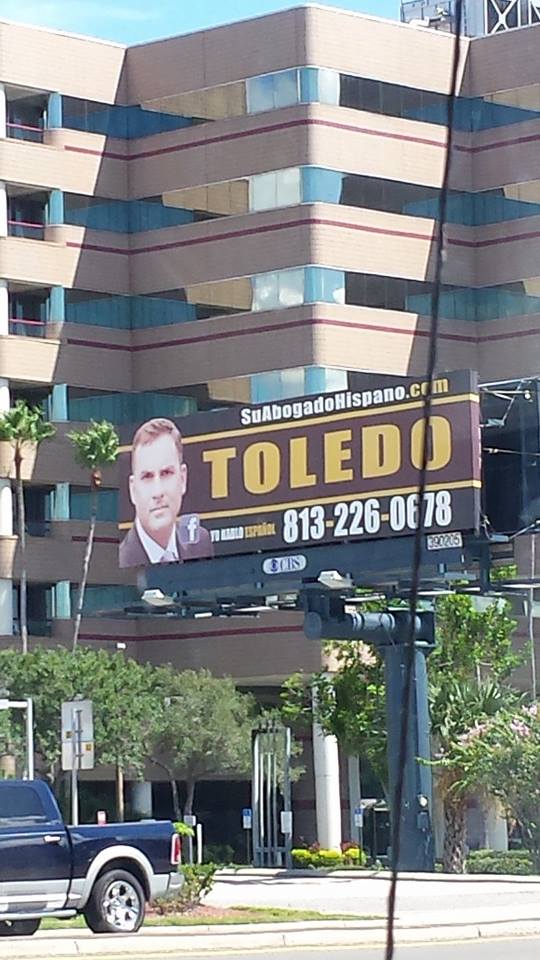 Jose Toledo of Tampa has advertised his law practice extensively on billboards and broadcast commercials. Facebook Jose Toledo of Tampa has advertised his law practice extensively on billboards and broadcast commercials. Facebook